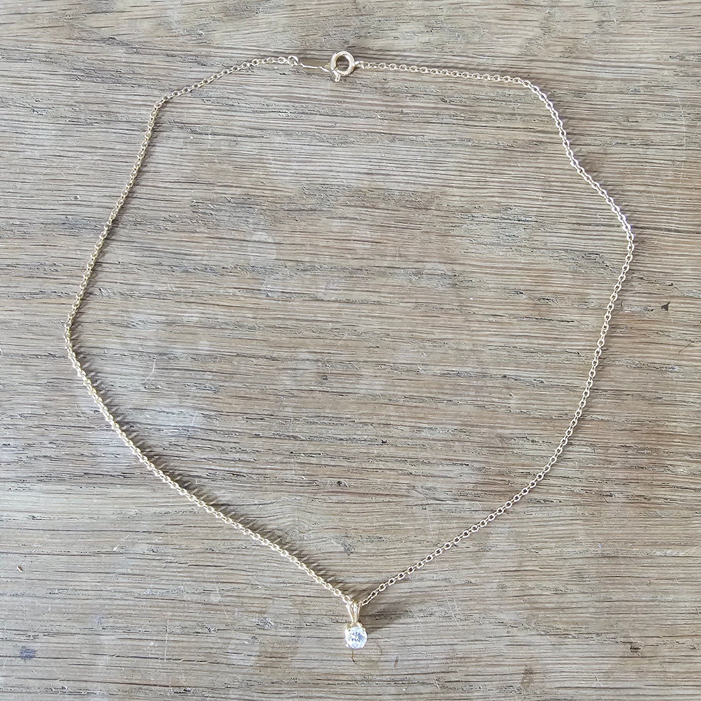 1980s/90s gold-tone solitaire pendant necklace