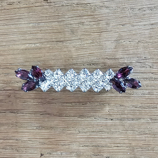 1950s/60s purple & clear rhinestone baguette brooch
