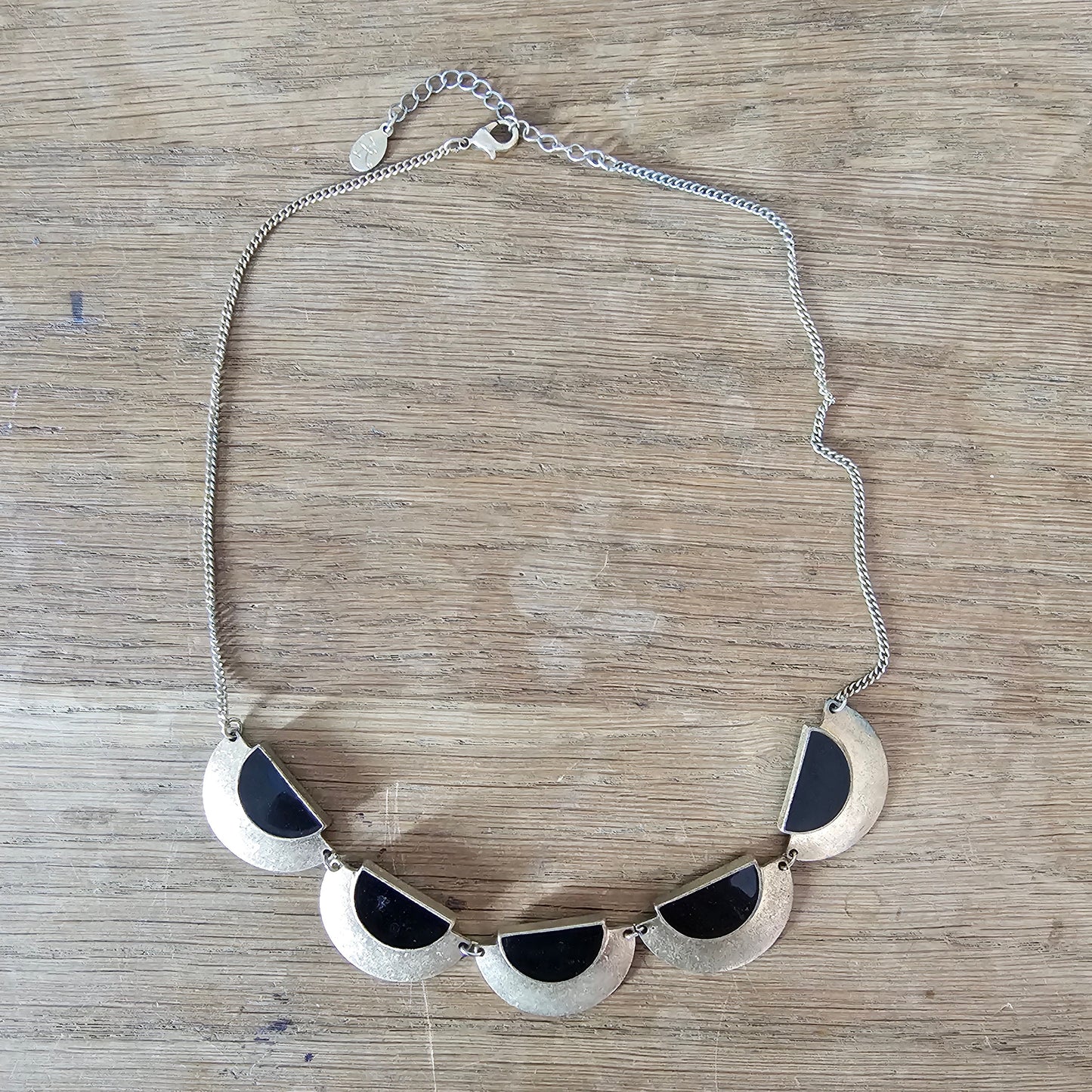 Accessorize retro-style gold-tone& black geometric bib necklace