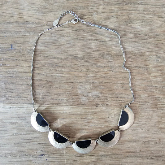 Accessorize retro-style gold-tone& black geometric bib necklace