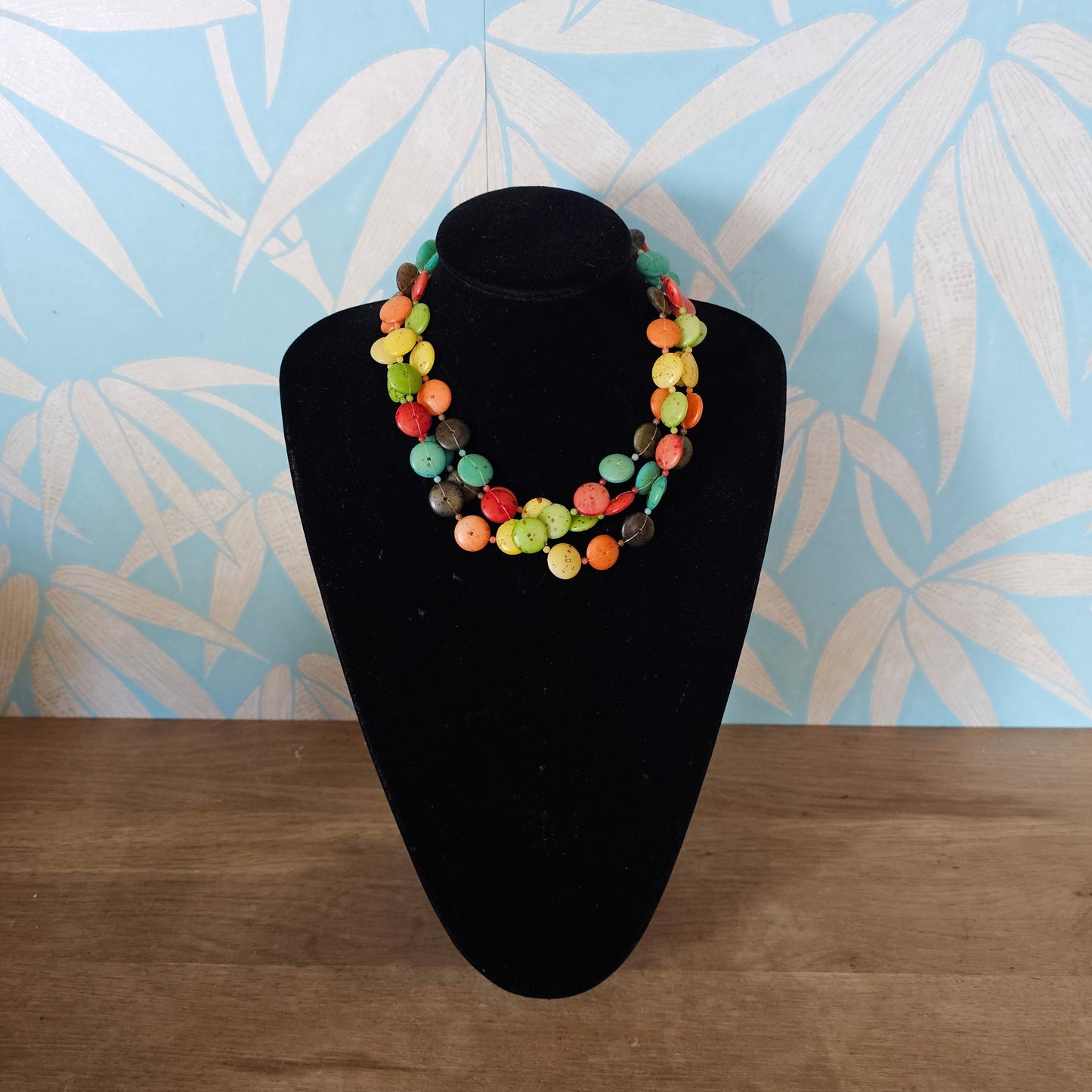 Y2K multicoloured speckled resin bead multi-strand necklace