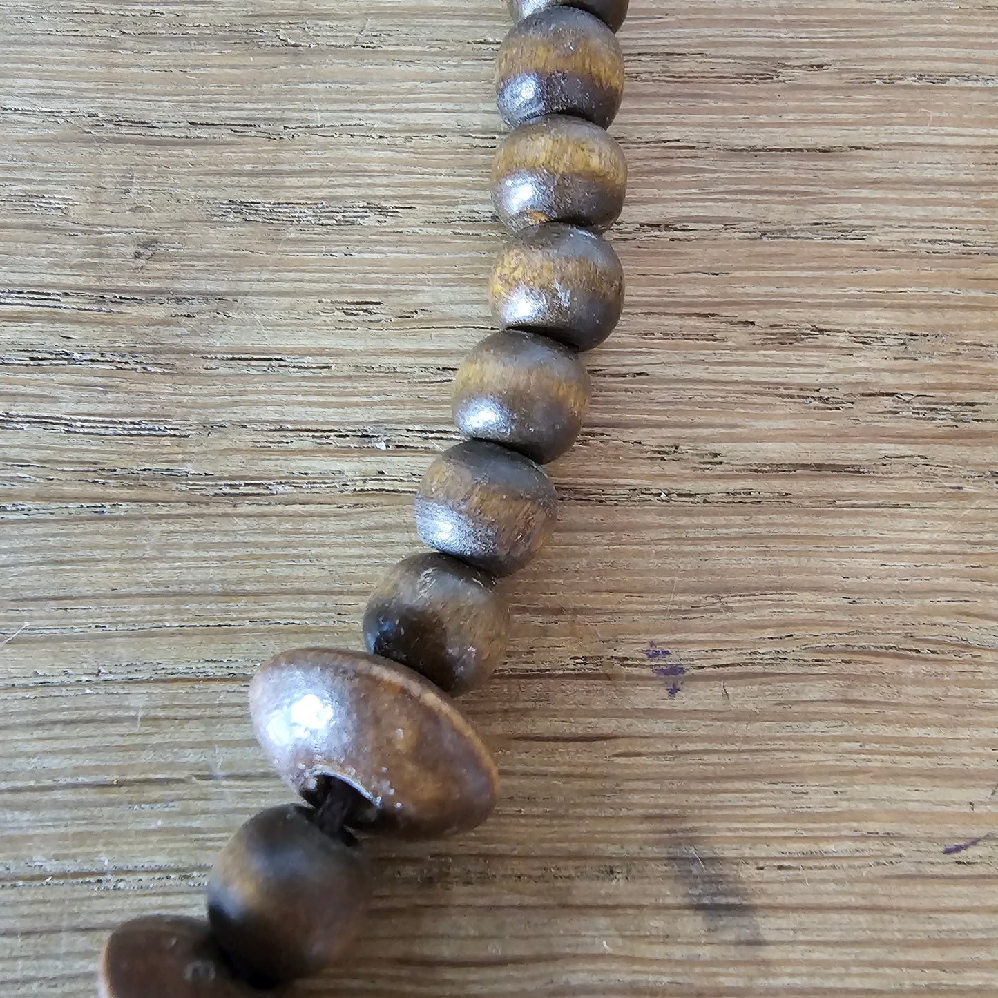 1980s wood, & resin oval bead statement necklace