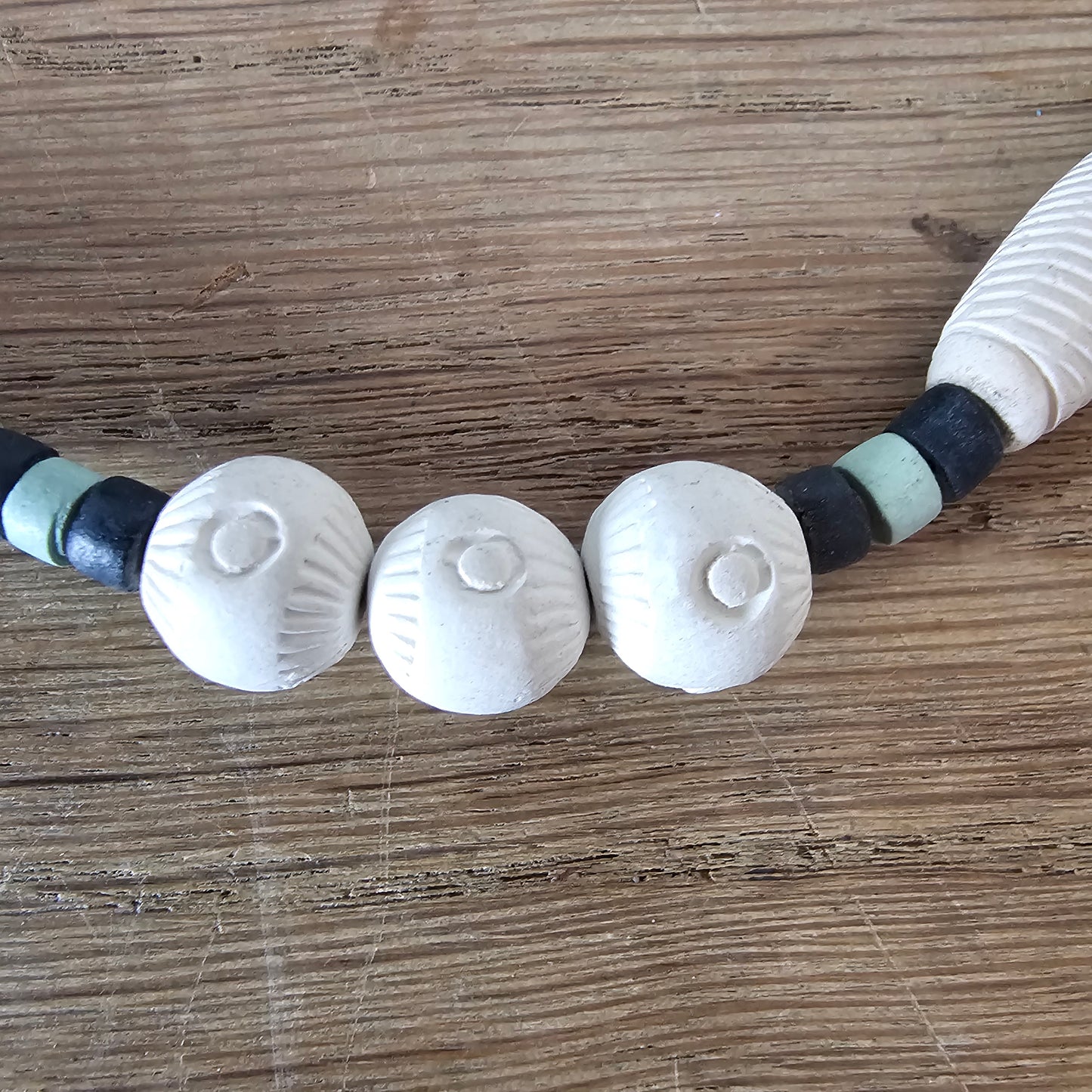 Set of 3 1980s/1990s tribal-style ceramic bead necklaces