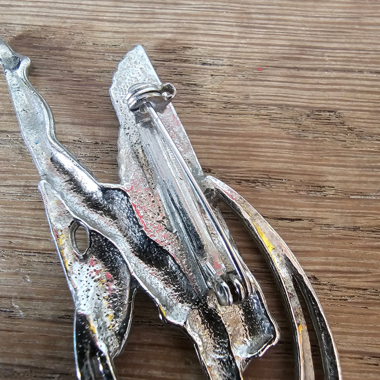 Vintage Art Deco-style silver-tone Mercury / winged goddess figural brooch