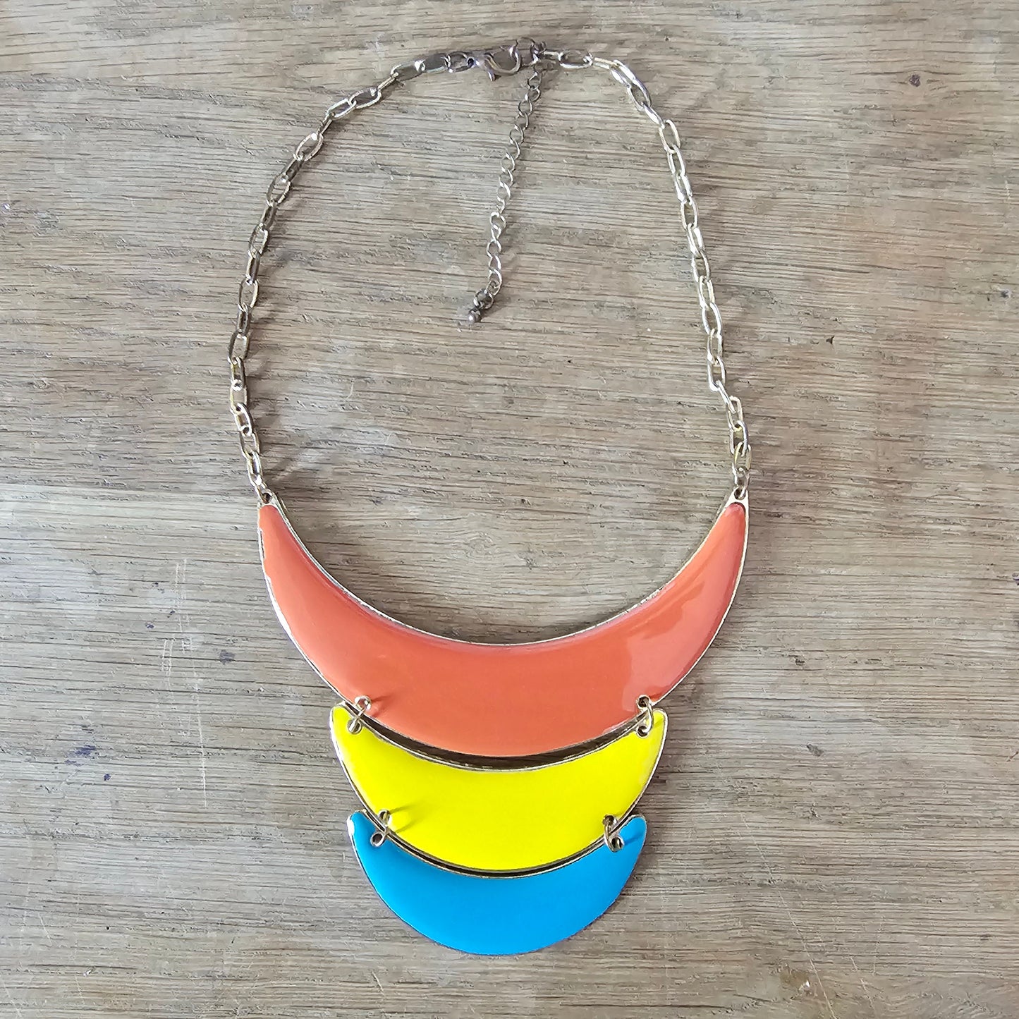 Modern geometric colour block acrylic statement bib necklace