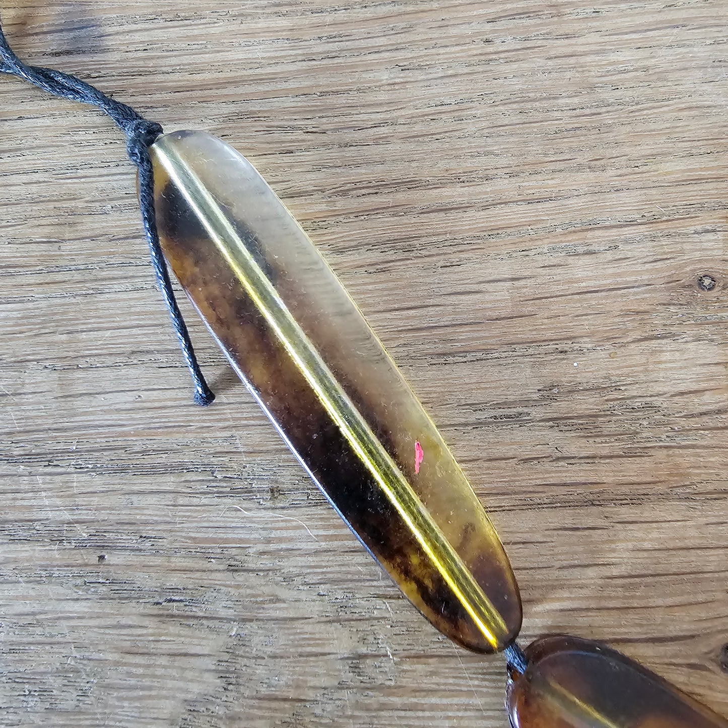 1970/80s faux tortoiseshell lucite bead cord necklace
