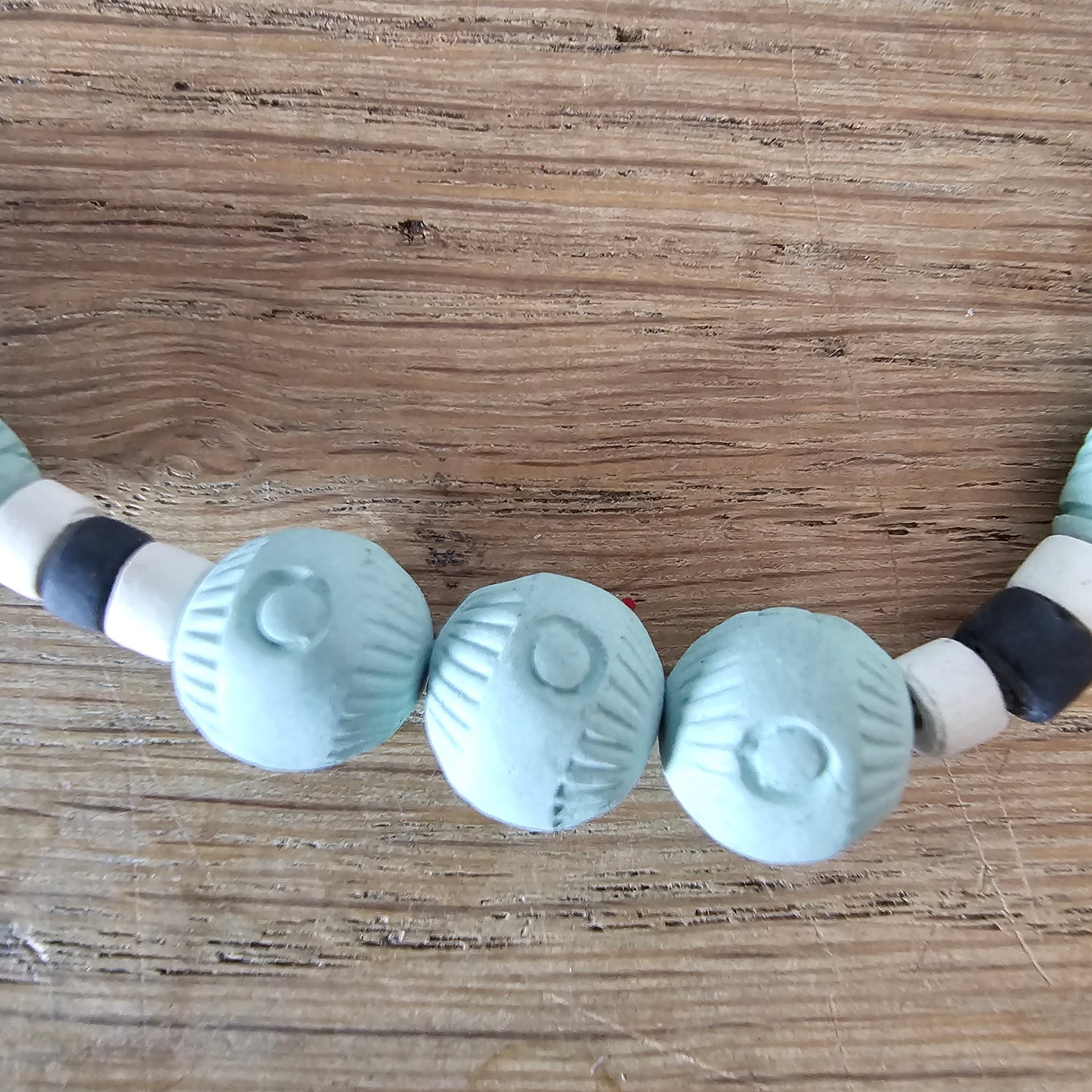 Set of 3 1980s/1990s tribal-style ceramic bead necklaces
