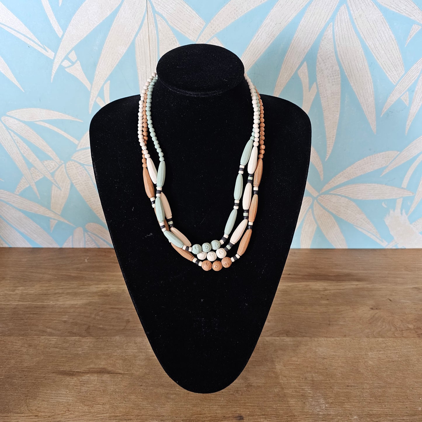 Set of 3 1980s/1990s tribal-style ceramic bead necklaces