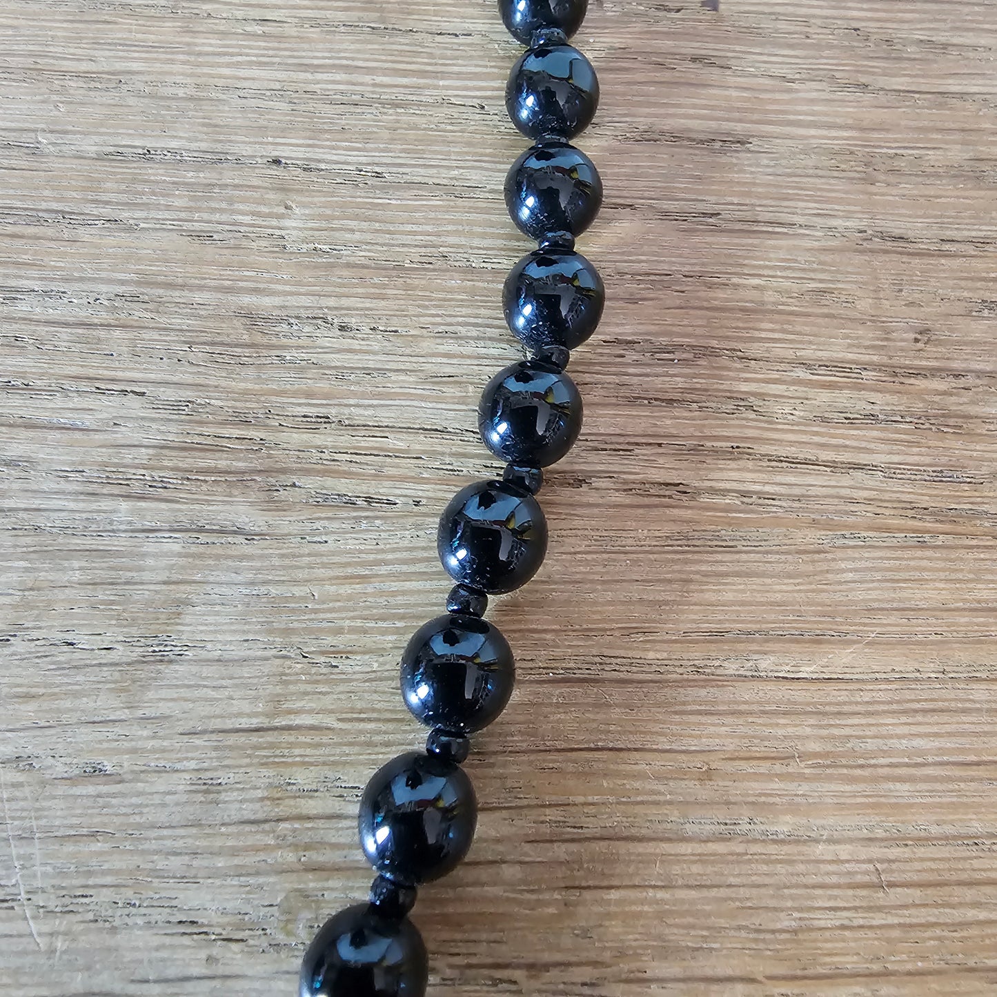 1950s/60s black Jet rounded bead necklace