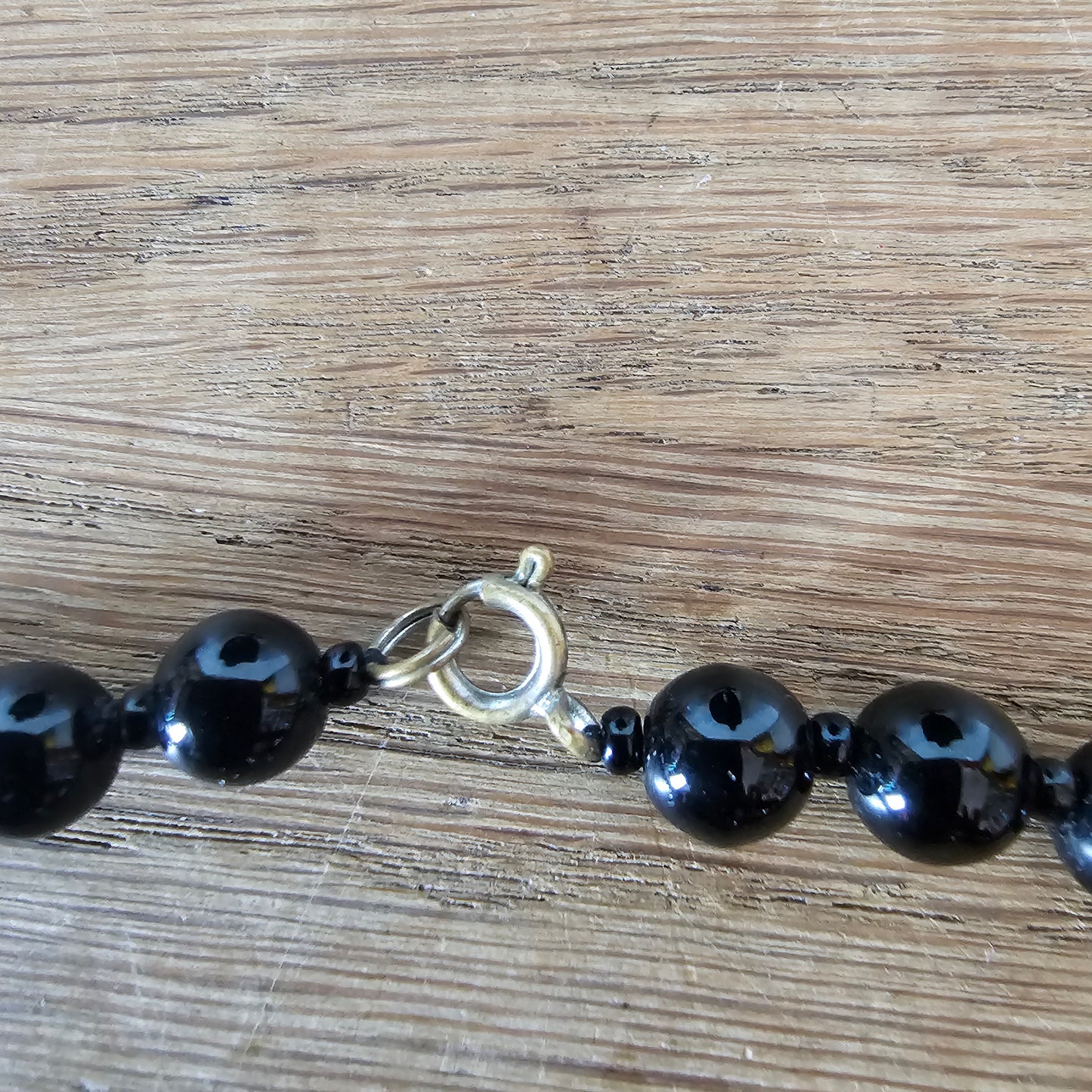 1950s/60s black Jet rounded bead necklace