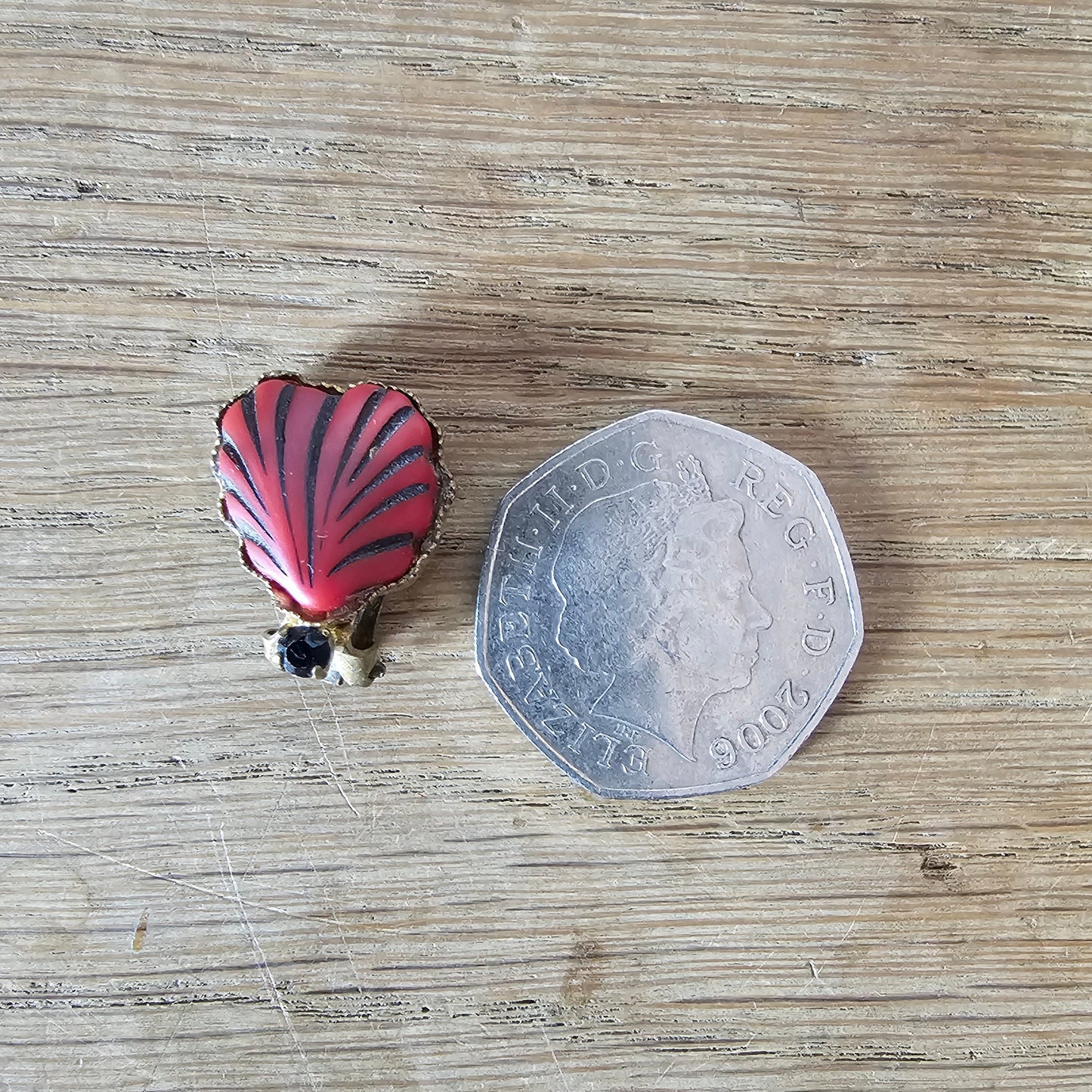 1930s/40s carved red soapstone clip-on earrings