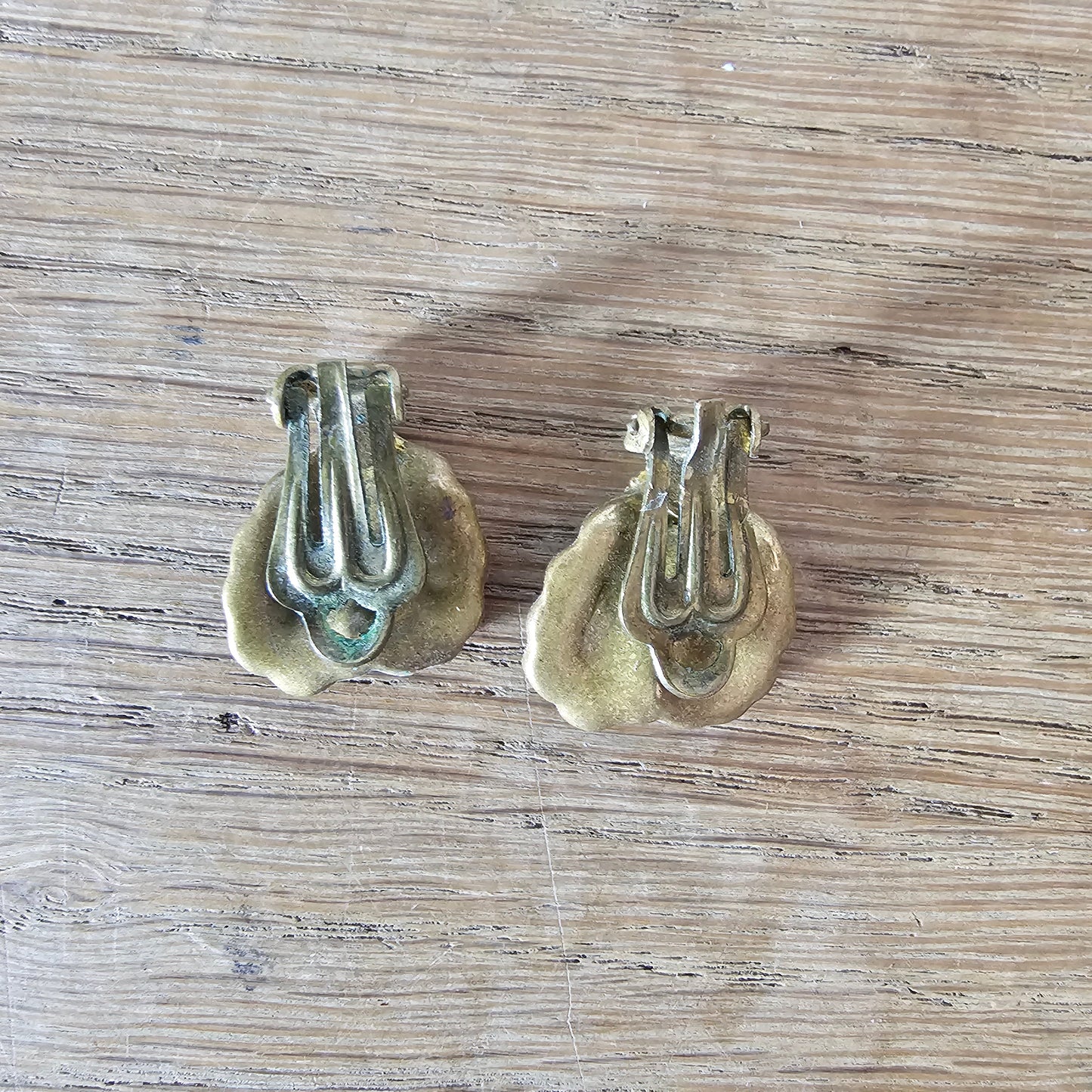 1930s/40s carved red soapstone clip-on earrings