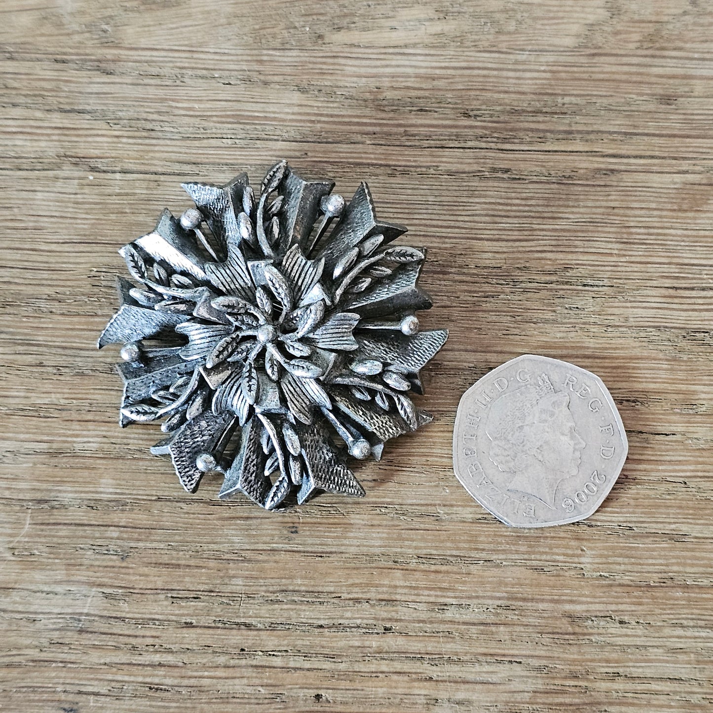 1960s/70s Miracle pewter Scottish round thistle brooch