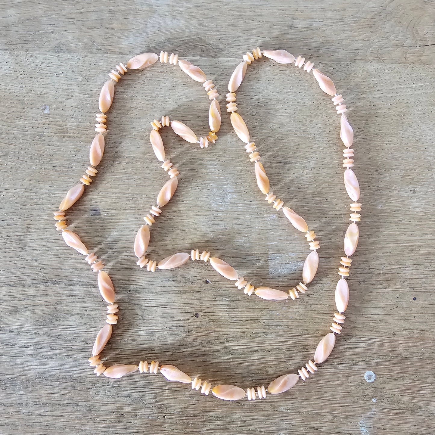 1960s/70s colourful plastic twisted bead rope necklaces set (6 pieces)