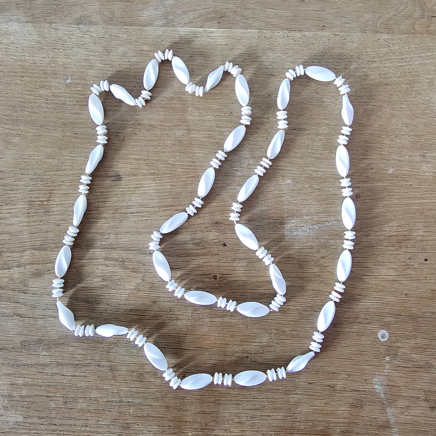 1960s/70s colourful plastic twisted bead rope necklaces set (6 pieces)