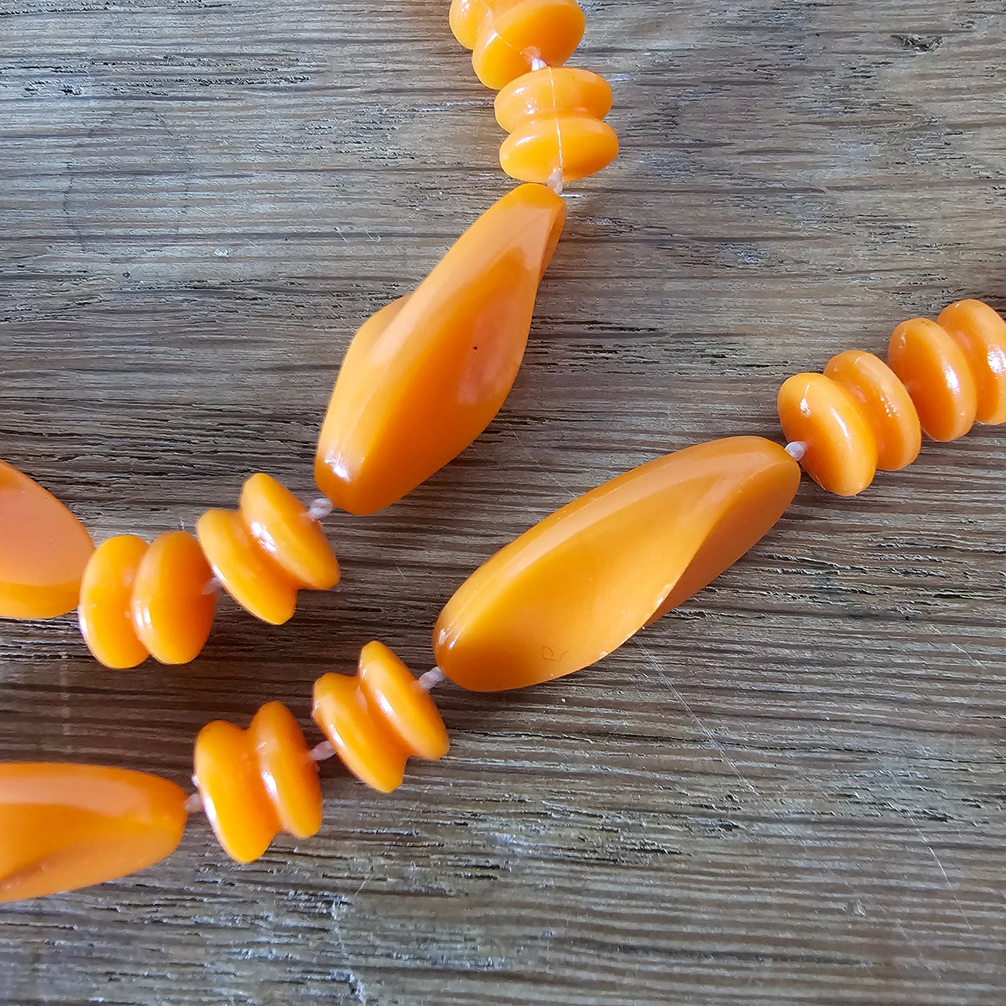 1960s/70s colourful plastic twisted bead rope necklaces set (6 pieces)