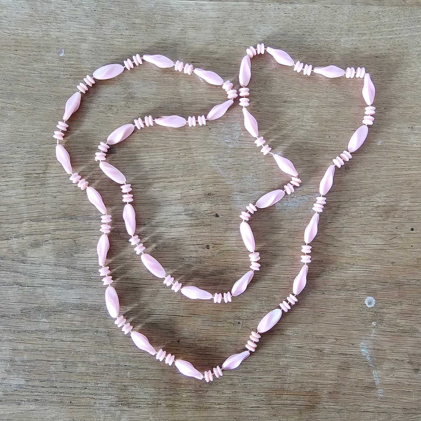 1960s/70s colourful plastic twisted bead rope necklaces set (6 pieces)