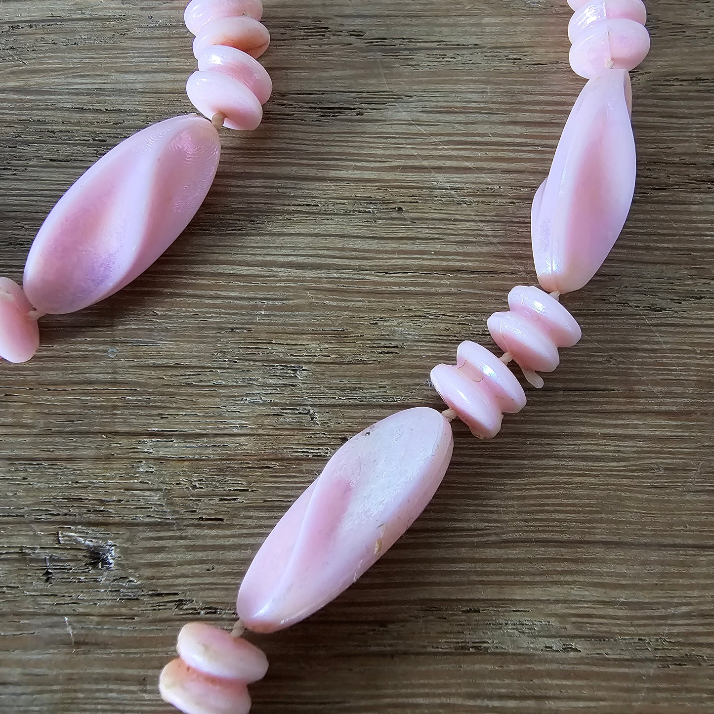 1960s/70s colourful plastic twisted bead rope necklaces set (6 pieces)