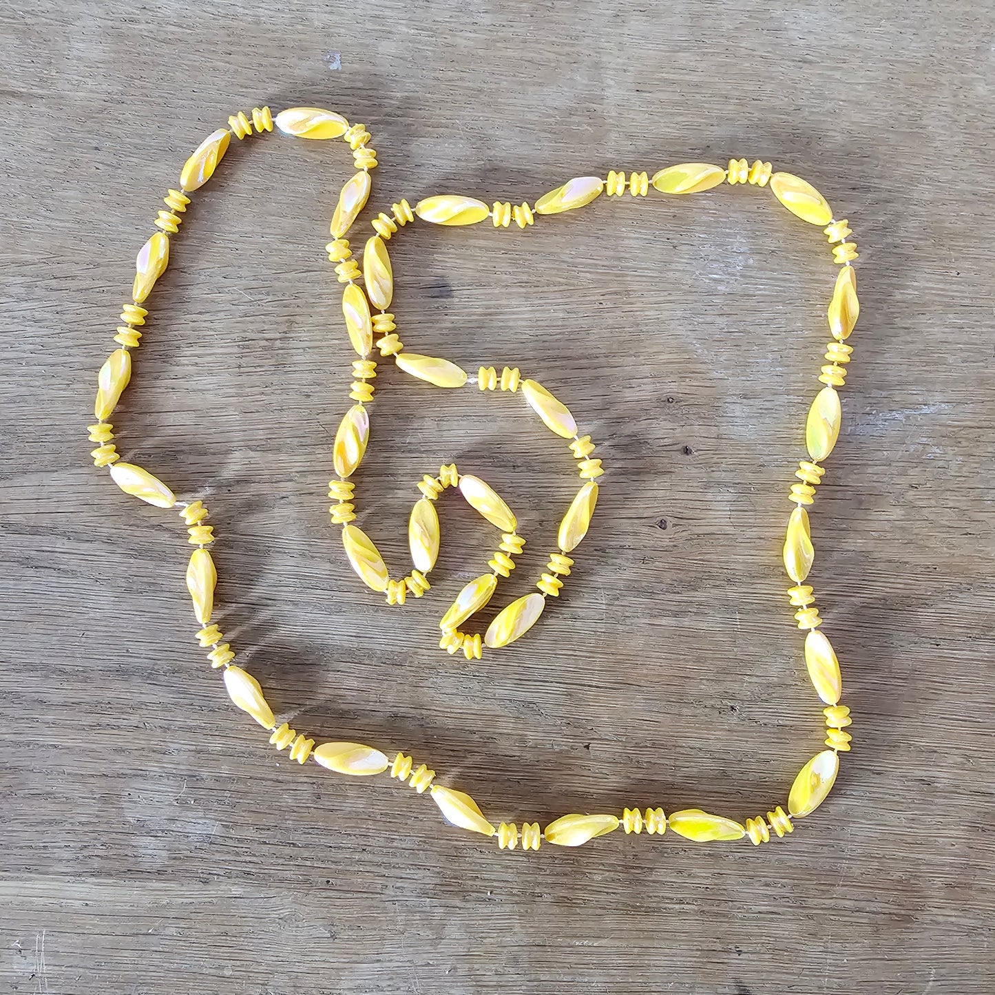 1960s/70s colourful plastic twisted bead rope necklaces set (6 pieces)