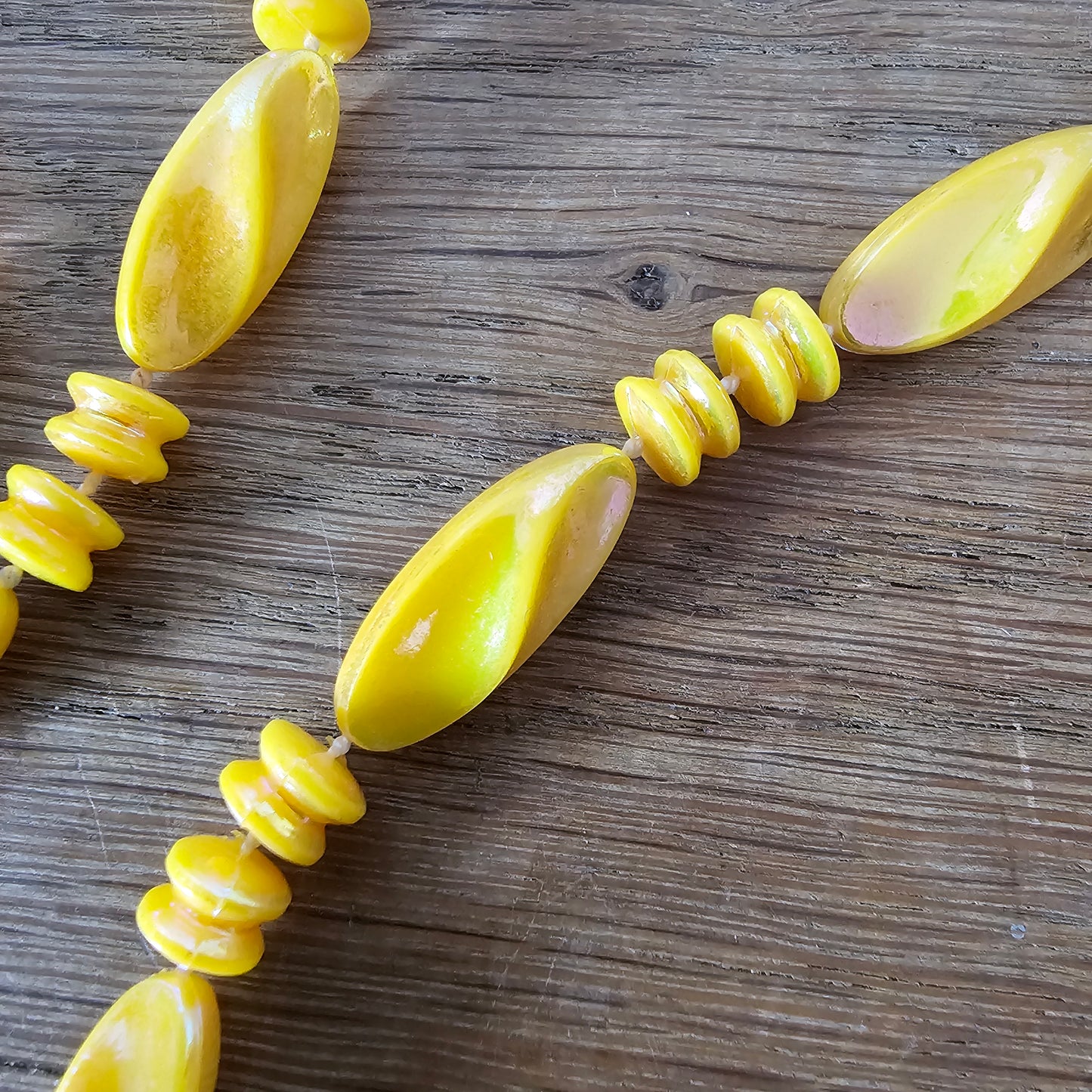 1960s/70s colourful plastic twisted bead rope necklaces set (6 pieces)