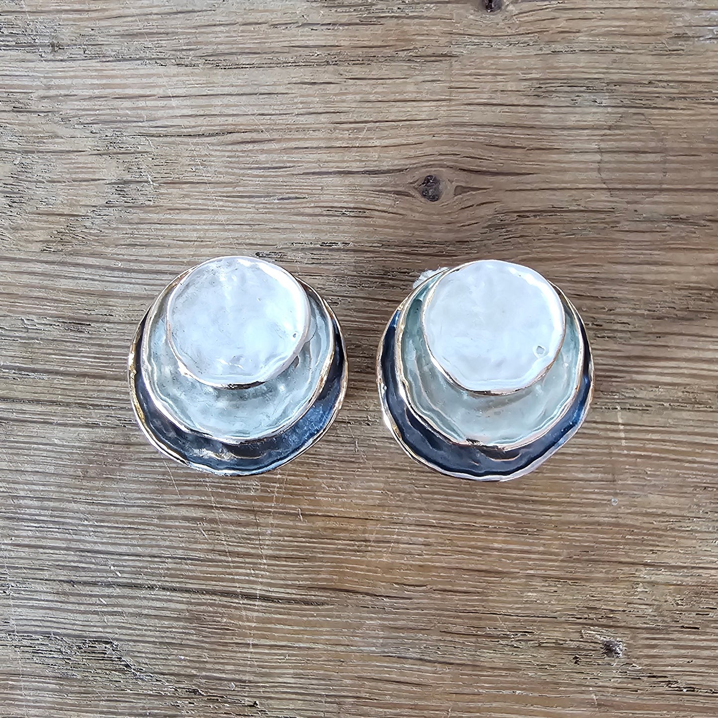 1960s/70s gold-tone and enamel abstract round clip-on earrings