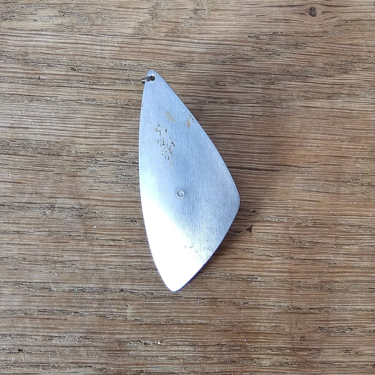 1970s modernist stainless steel pendant with small agate stone inlay
