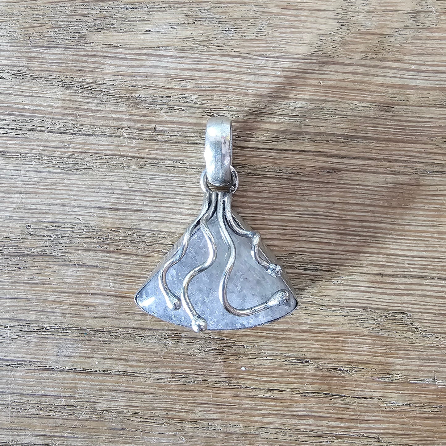 1970s hand-crafted silver & smoky quartz pendant