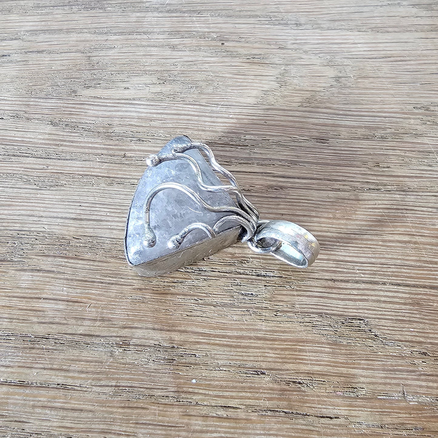 1970s hand-crafted silver & smoky quartz pendant