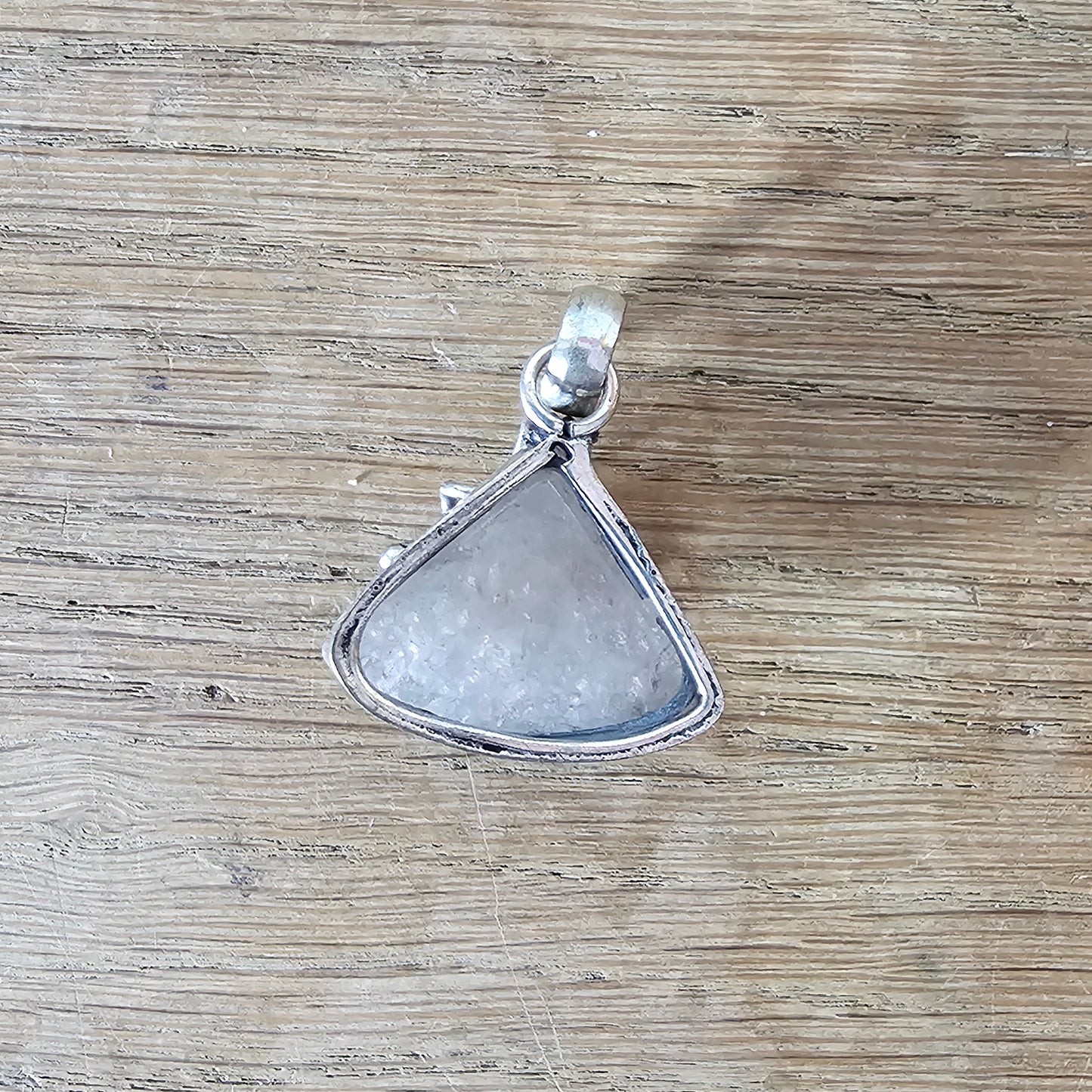 1970s hand-crafted silver & smoky quartz pendant