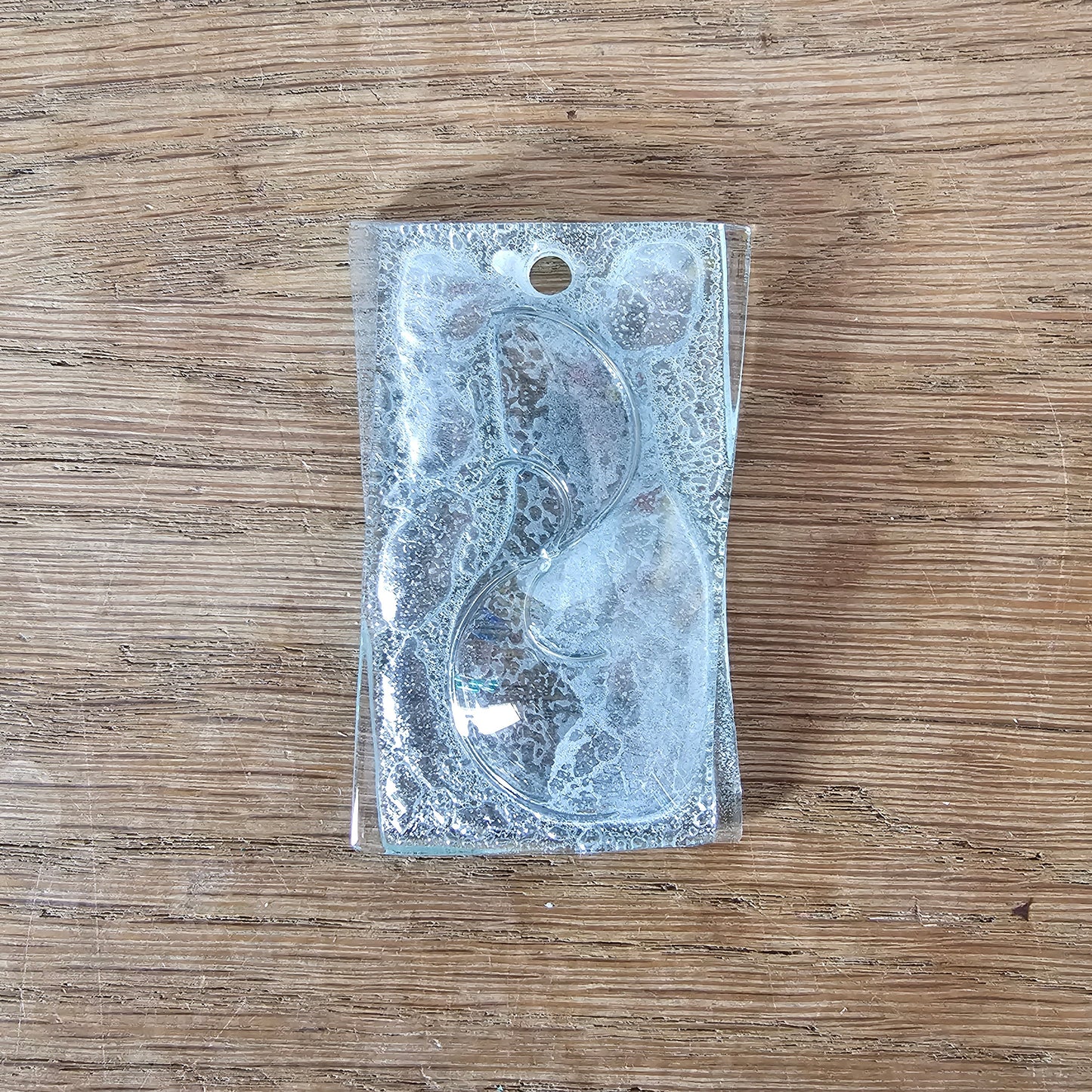 Vintage studio glass clear chunky glass pendant with abstract swirl design