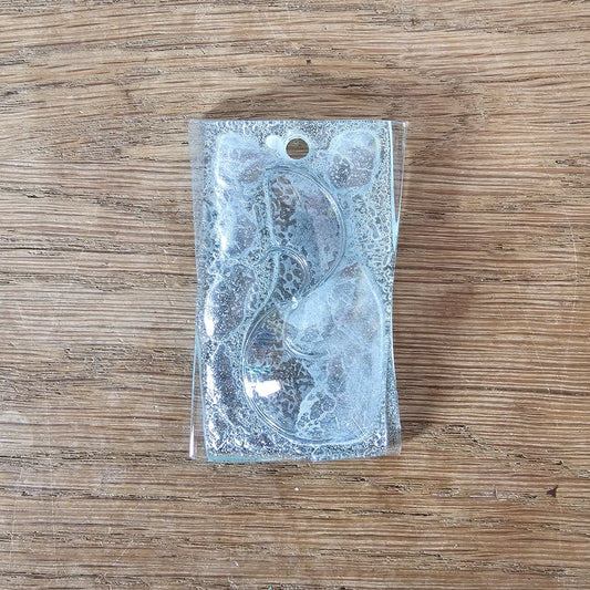 Vintage studio glass clear chunky glass pendant with abstract swirl design