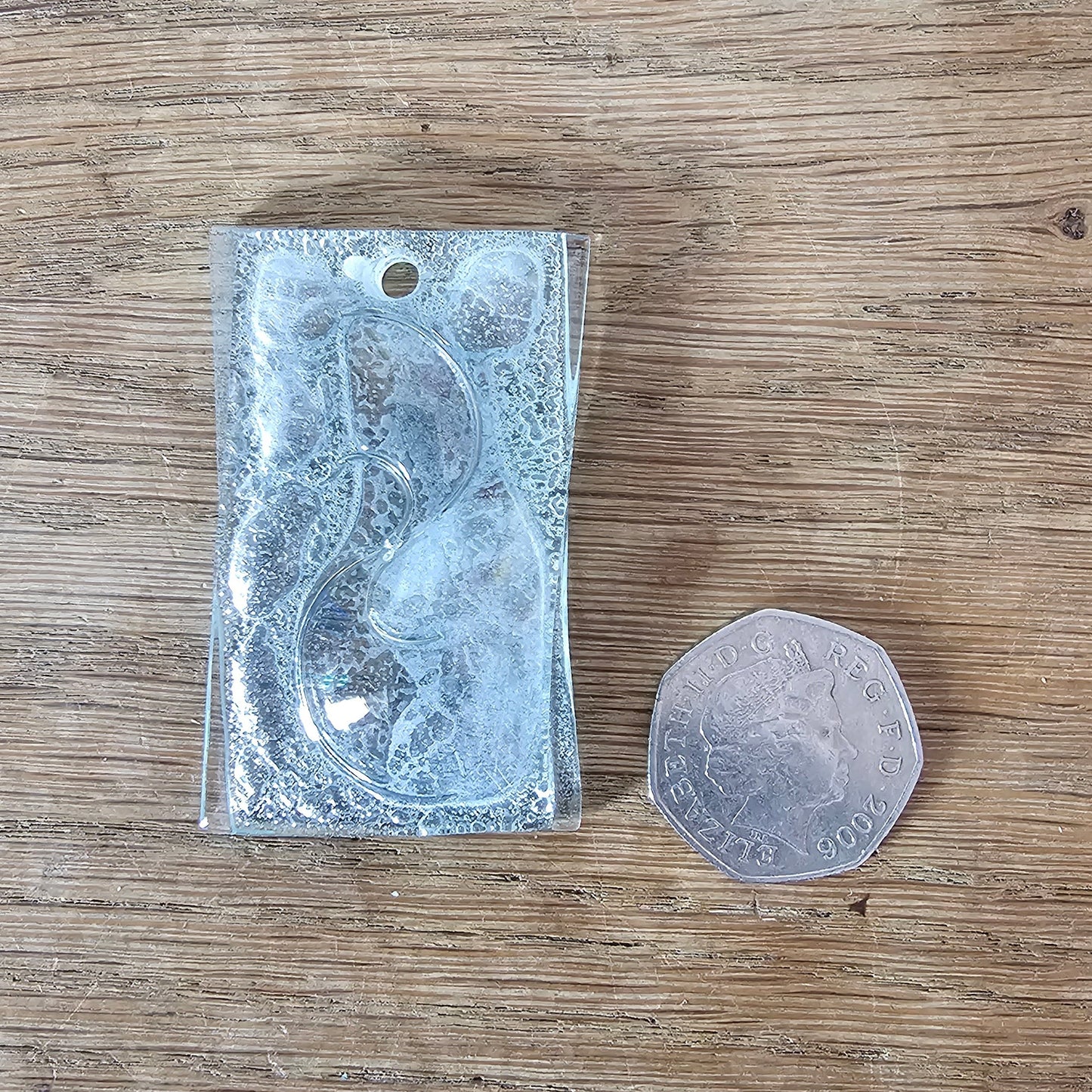 Vintage studio glass clear chunky glass pendant with abstract swirl design