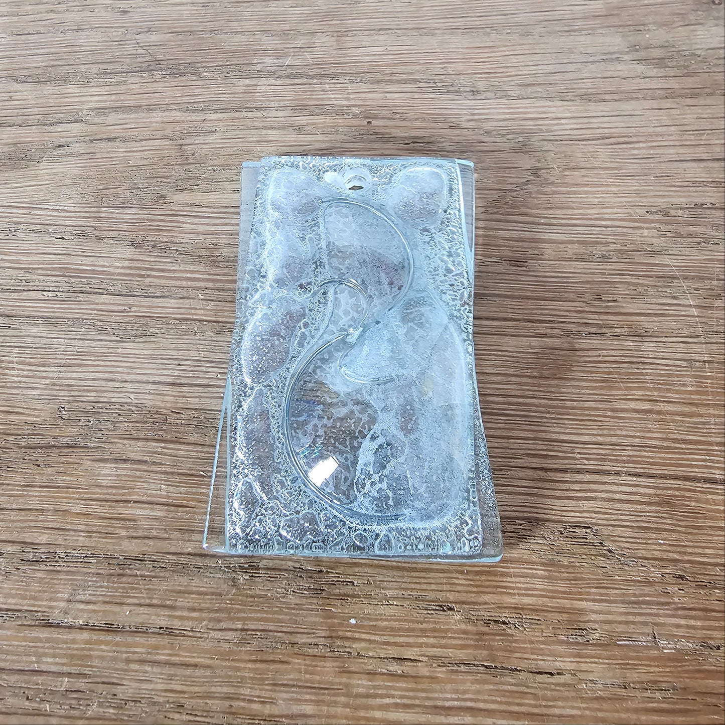 Vintage studio glass clear chunky glass pendant with abstract swirl design