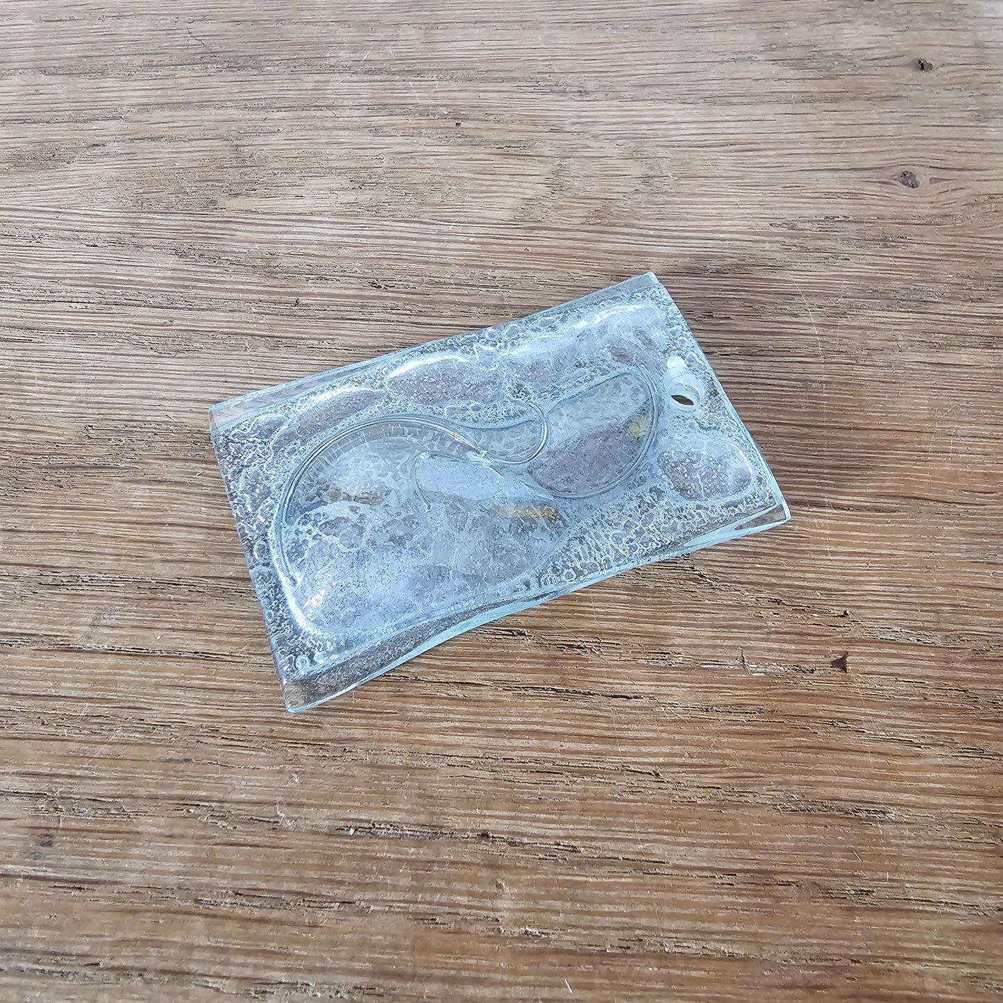 Vintage studio glass clear chunky glass pendant with abstract swirl design