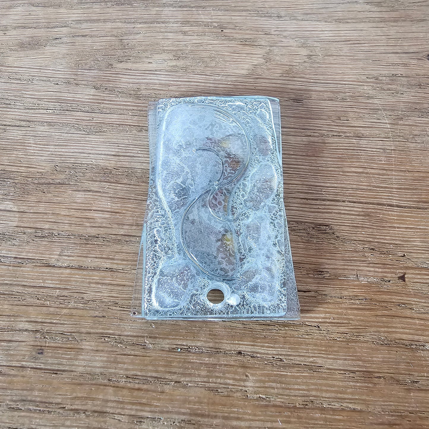 Vintage studio glass clear chunky glass pendant with abstract swirl design