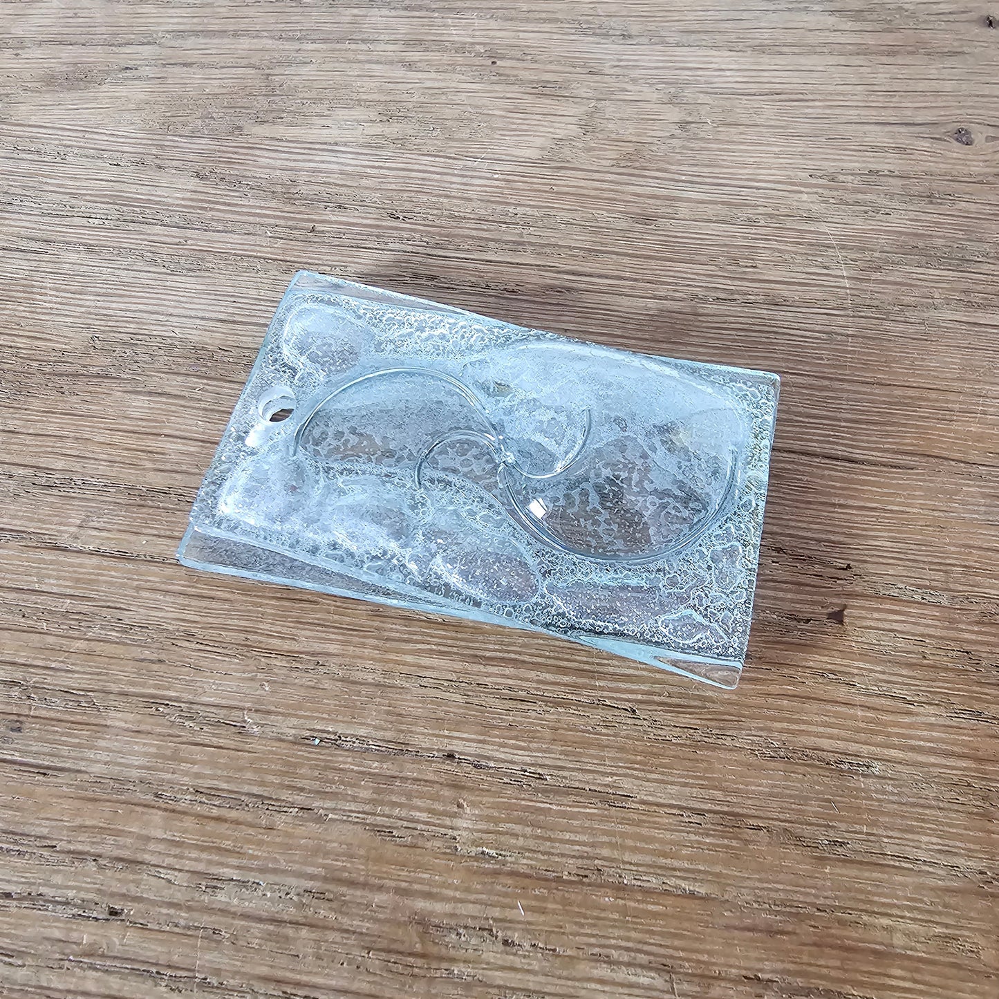 Vintage studio glass clear chunky glass pendant with abstract swirl design
