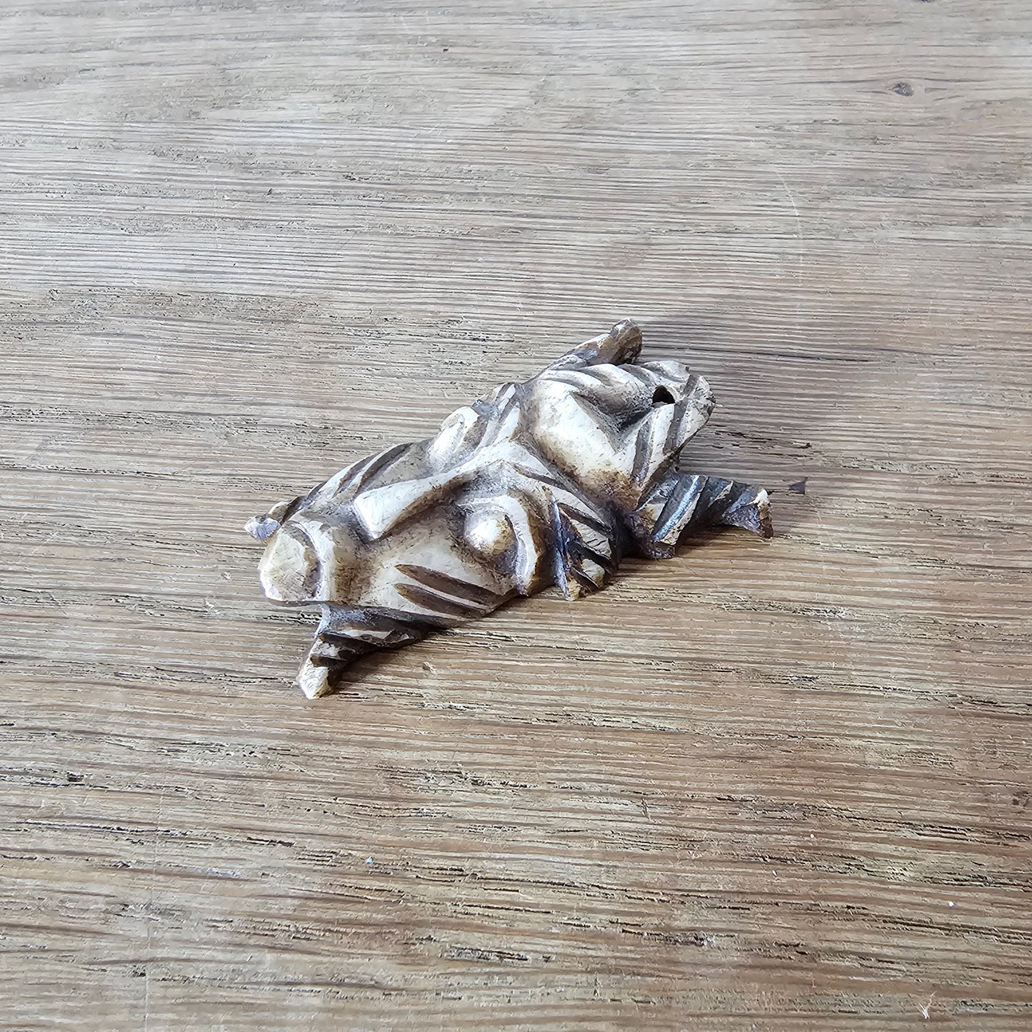 1970s carved bone tribal mask pendant african style tiki boho necklace