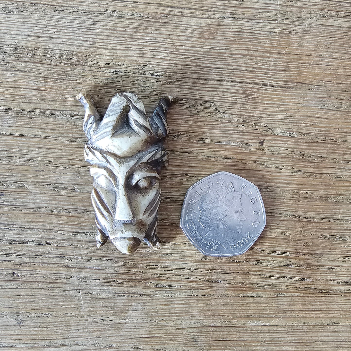 1970s carved bone tribal mask pendant african style tiki boho necklace