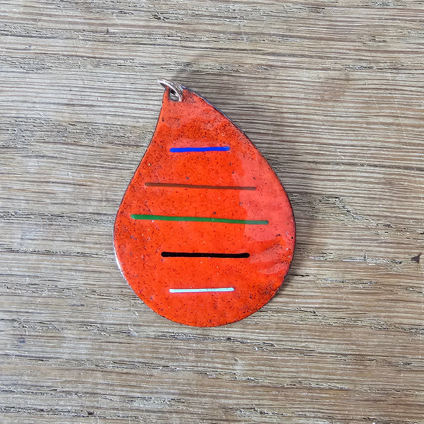 1960s/70s red enamel copper teardrop pendant