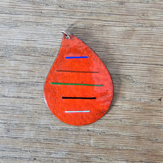 1960s/70s red enamel copper teardrop pendant