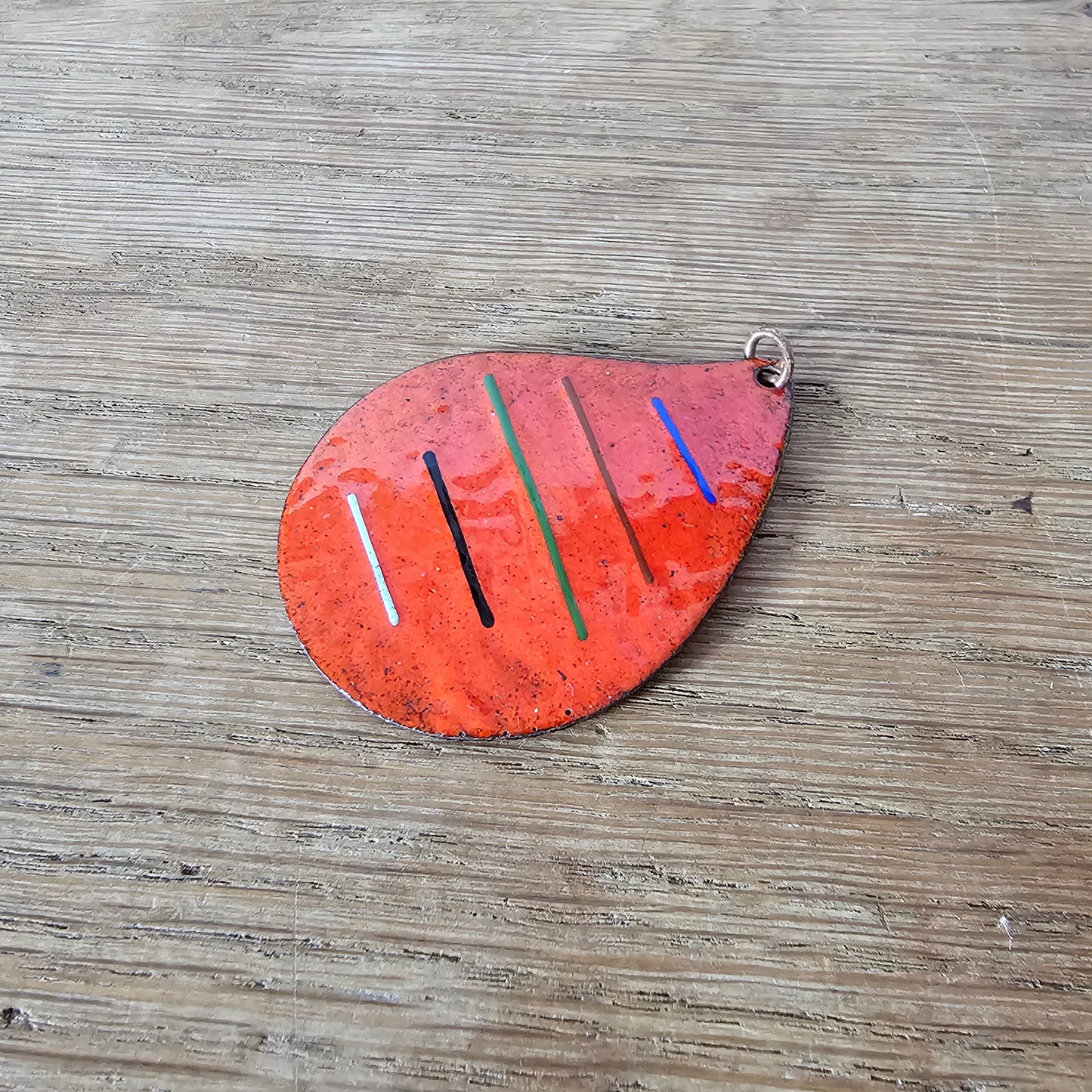 1960s/70s red enamel copper teardrop pendant