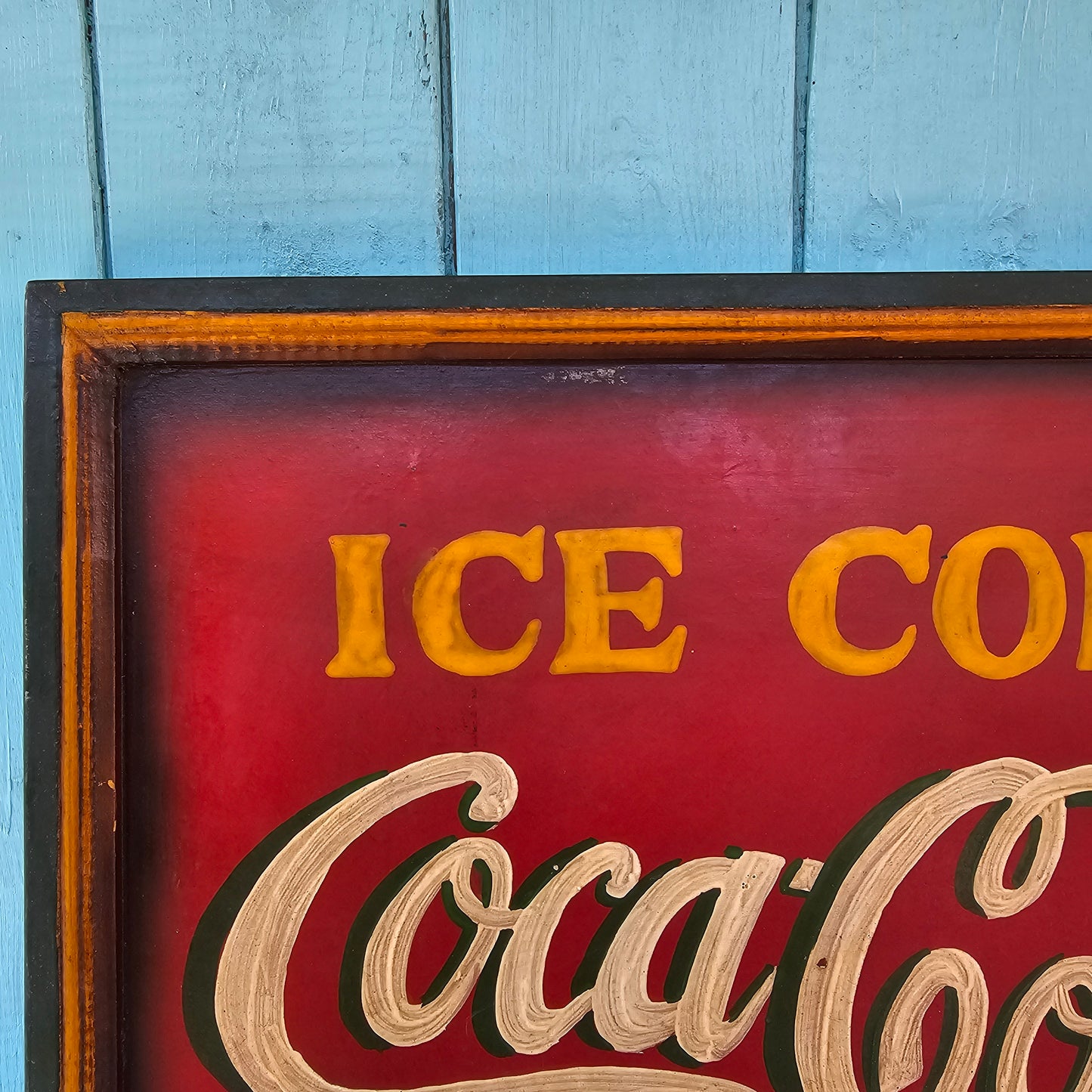 Large vintage hand-painted Coca-Cola 'Ice Cold Coca-Cola Sold Here' 3D wall plaque sign