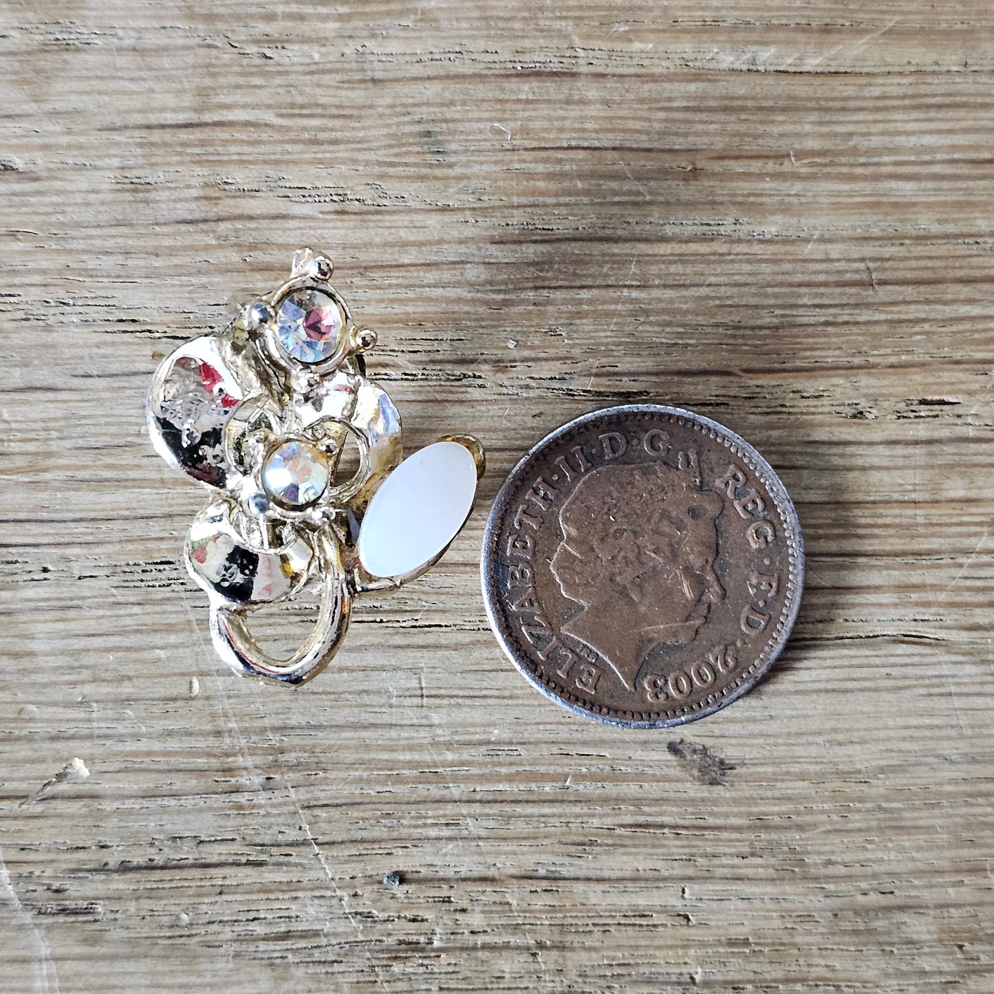 1960s silver-tone, diamante & white lucite clip-on earrings