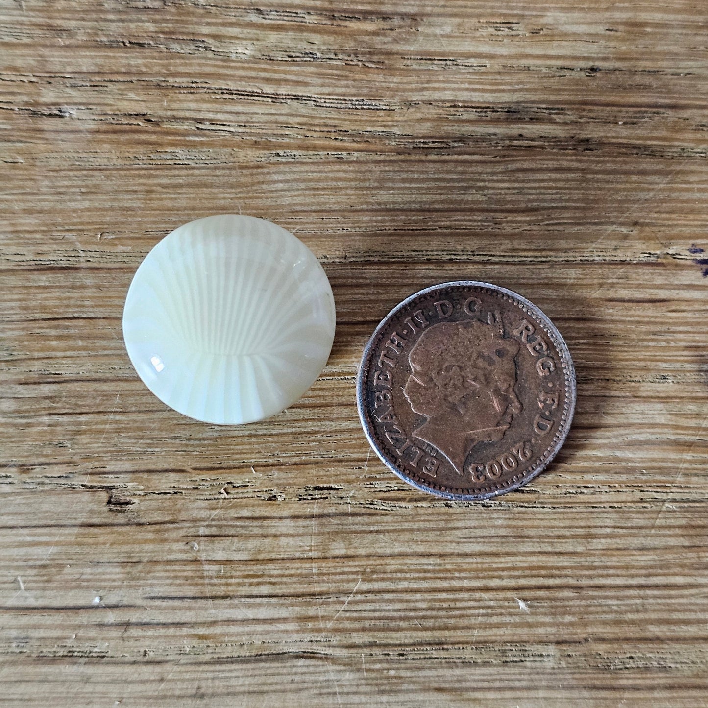 1960s ivory sunburst textured plastic button clip-on earrings