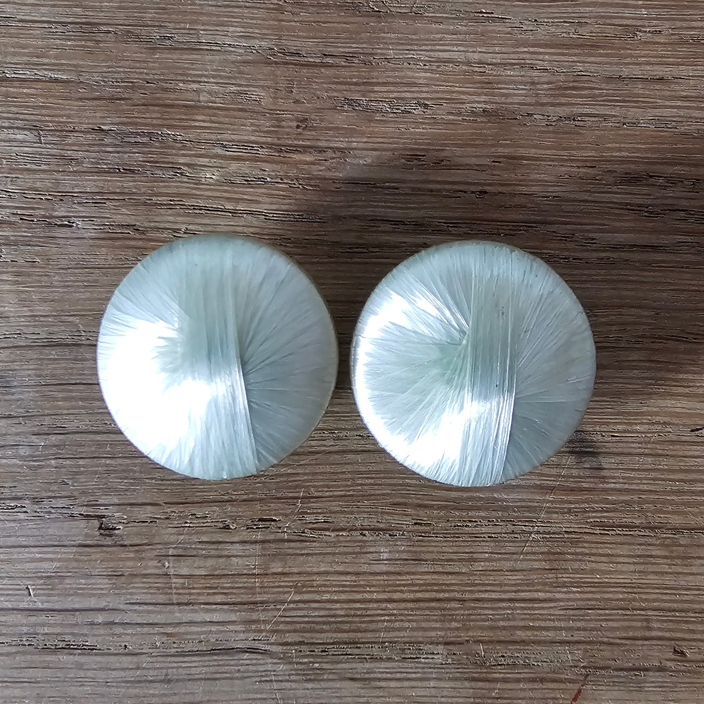 1960s cream woven satin effect round button clip-on earrings
