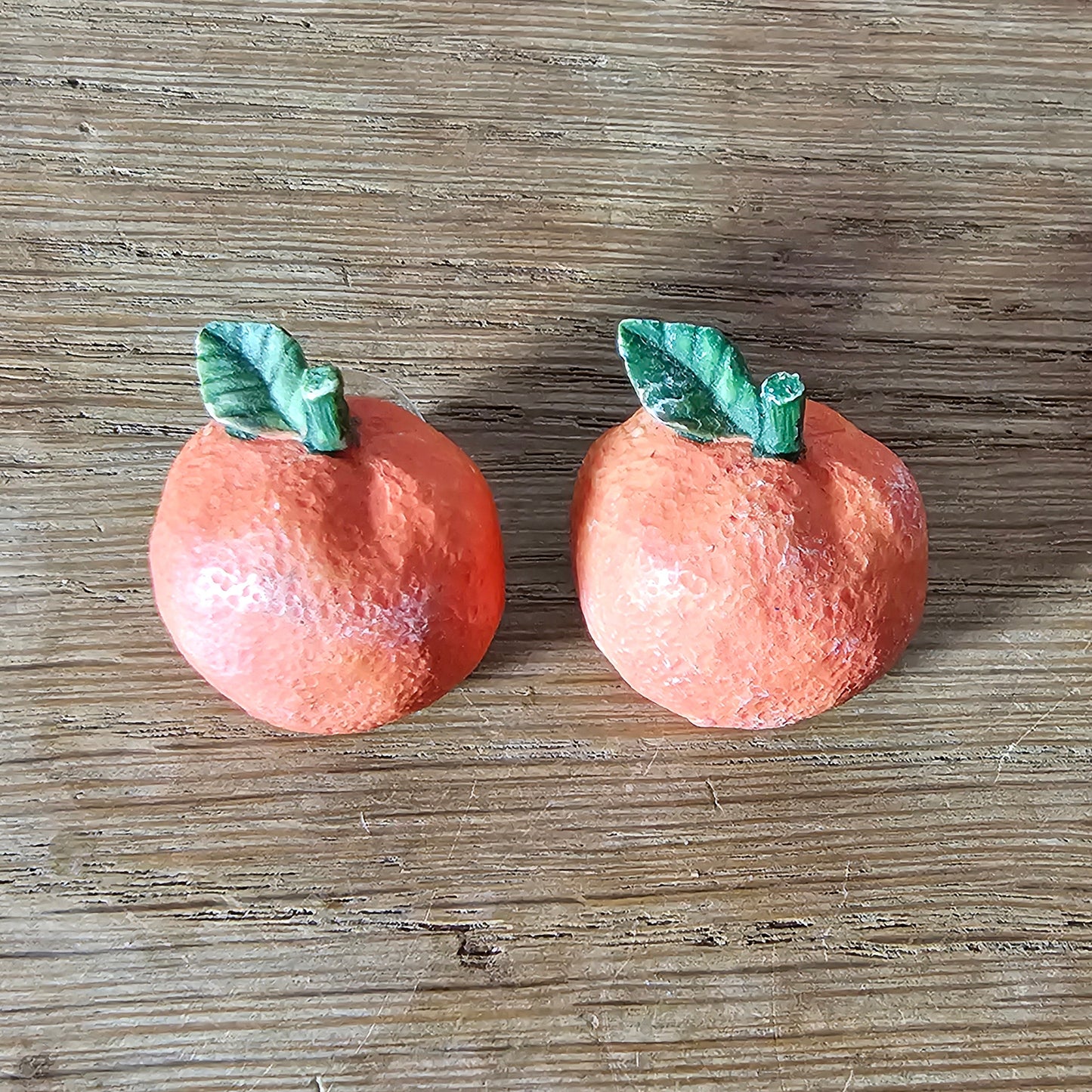 1950s American three dimensional resin orange fruit earrings