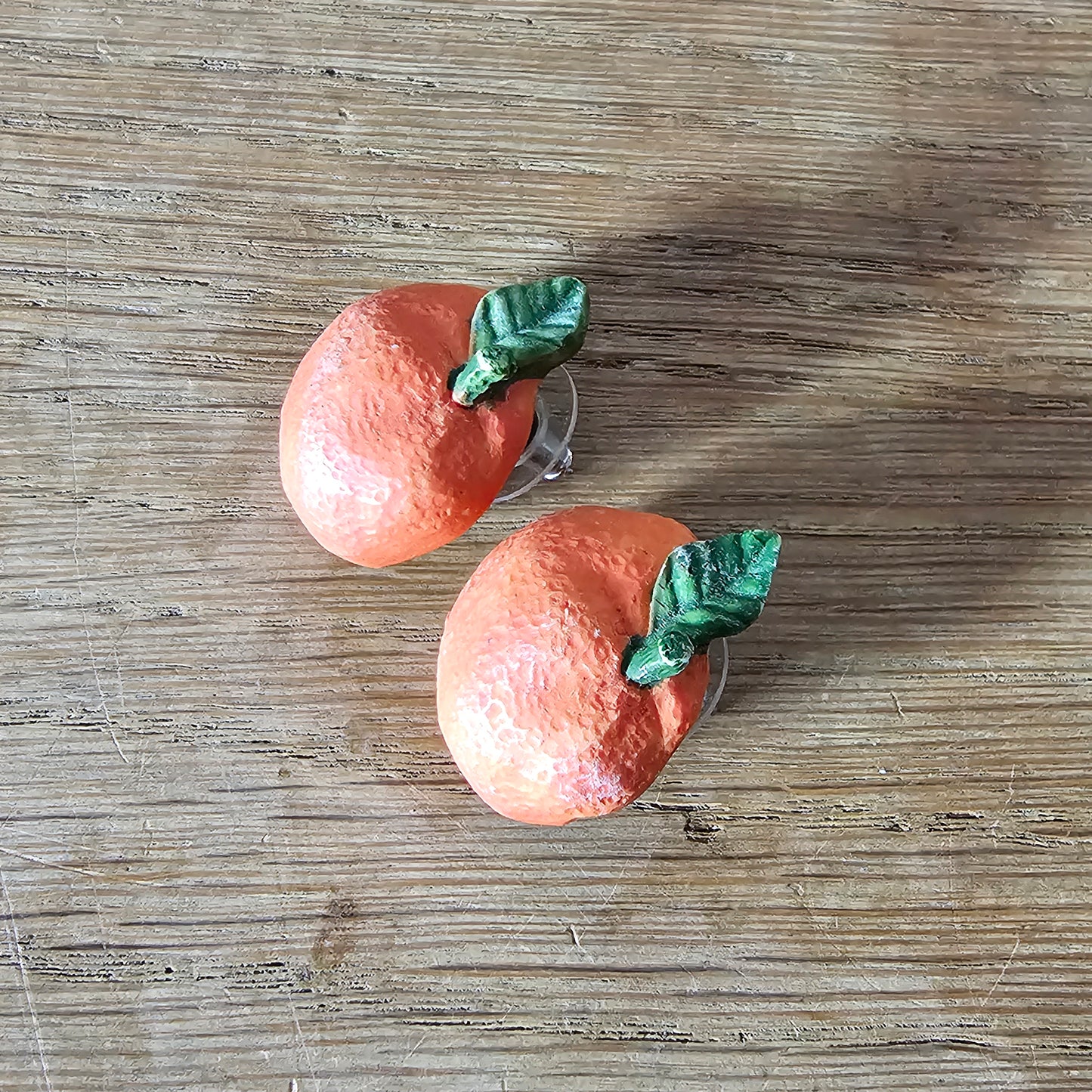 1950s American three dimensional resin orange fruit earrings