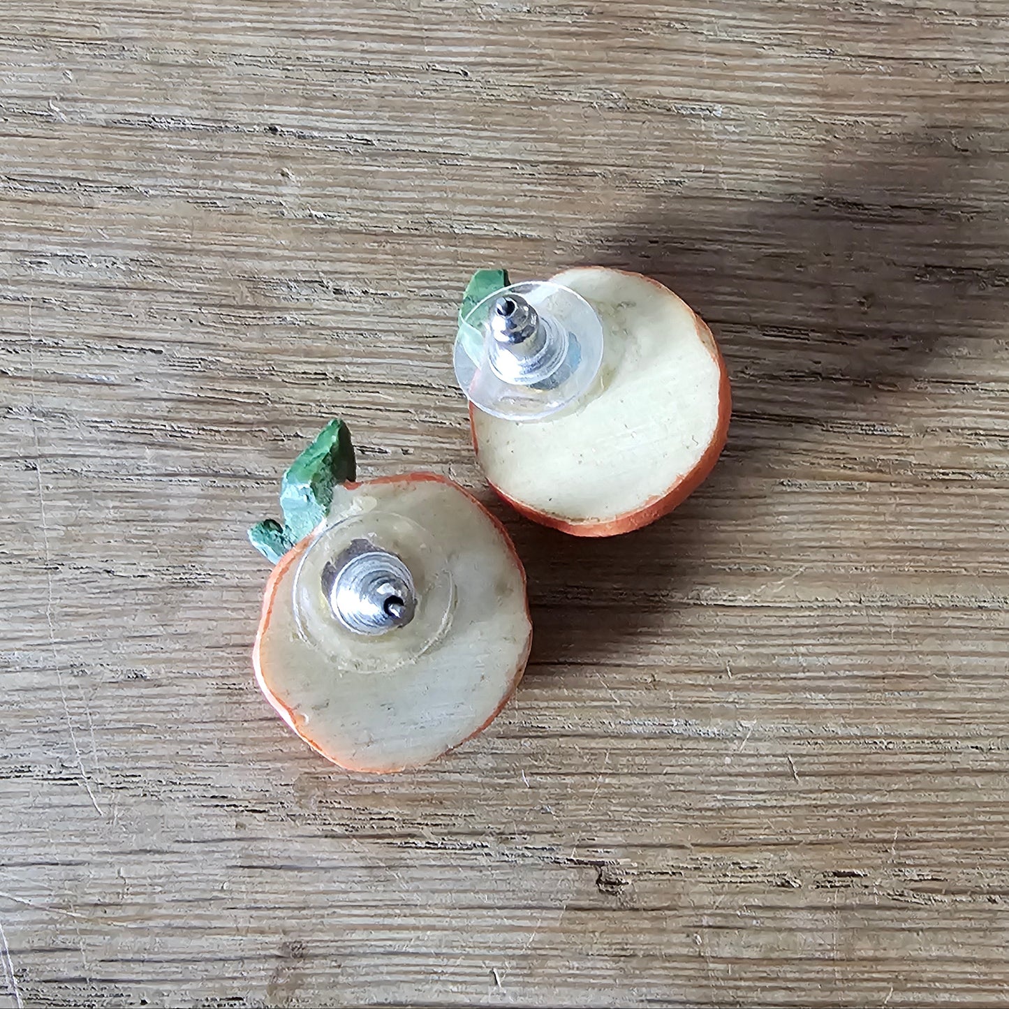 1950s American three dimensional resin orange fruit earrings