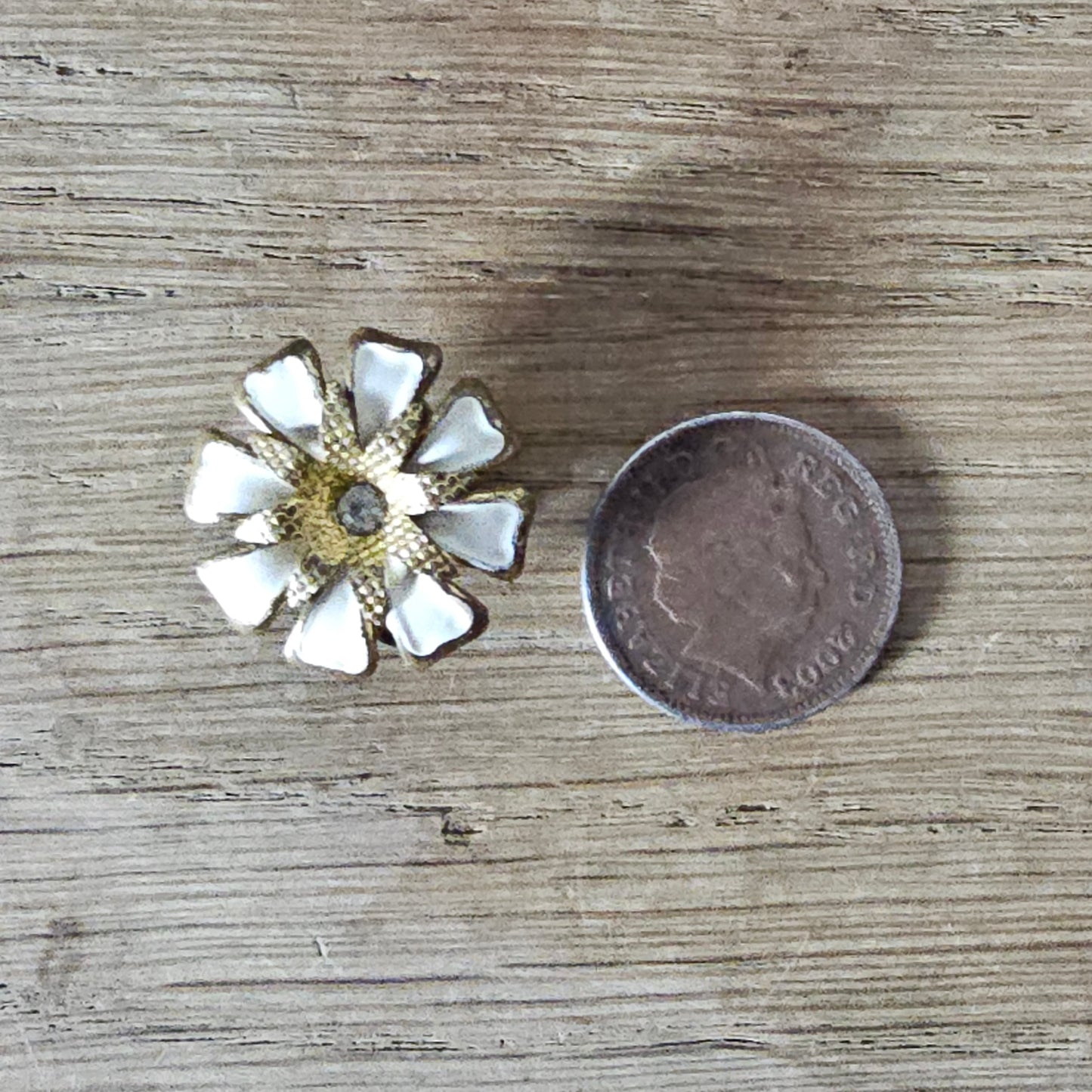 1950s enamel daisy clip-on earrings with diamanté centres