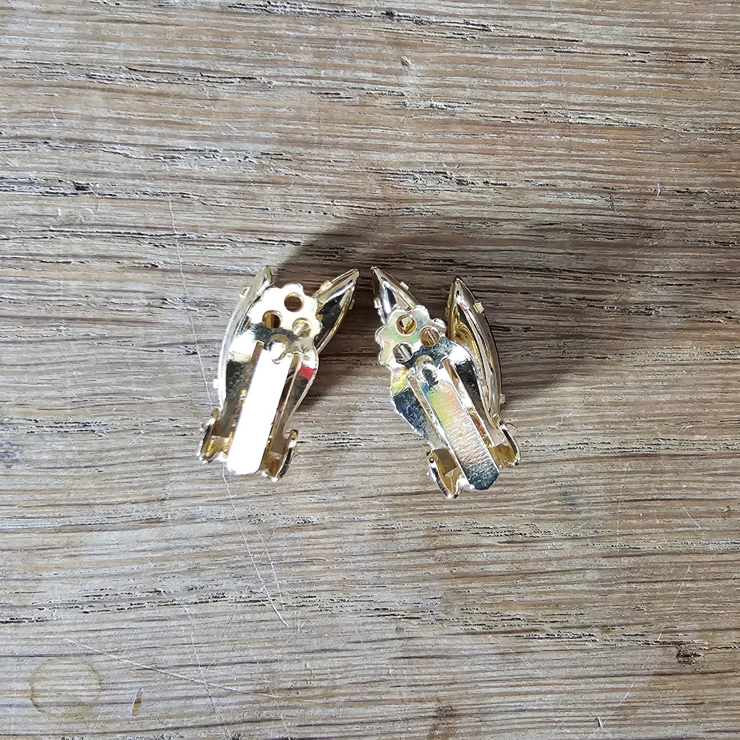Late 1950s glamour gold-tone & multicoloured glass clip-on earrings